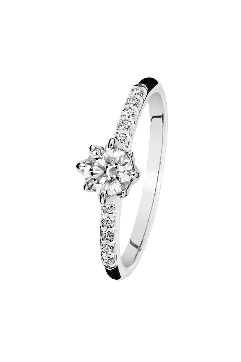 Rosa valkokultainen timanttisormus sivukivillä 0,34ct 033-260V-34 tuotekuva