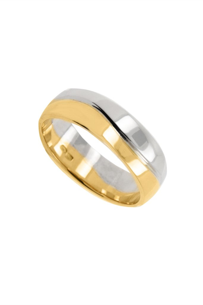 Aallot kelta/valkokulta kihlasormus 7mm