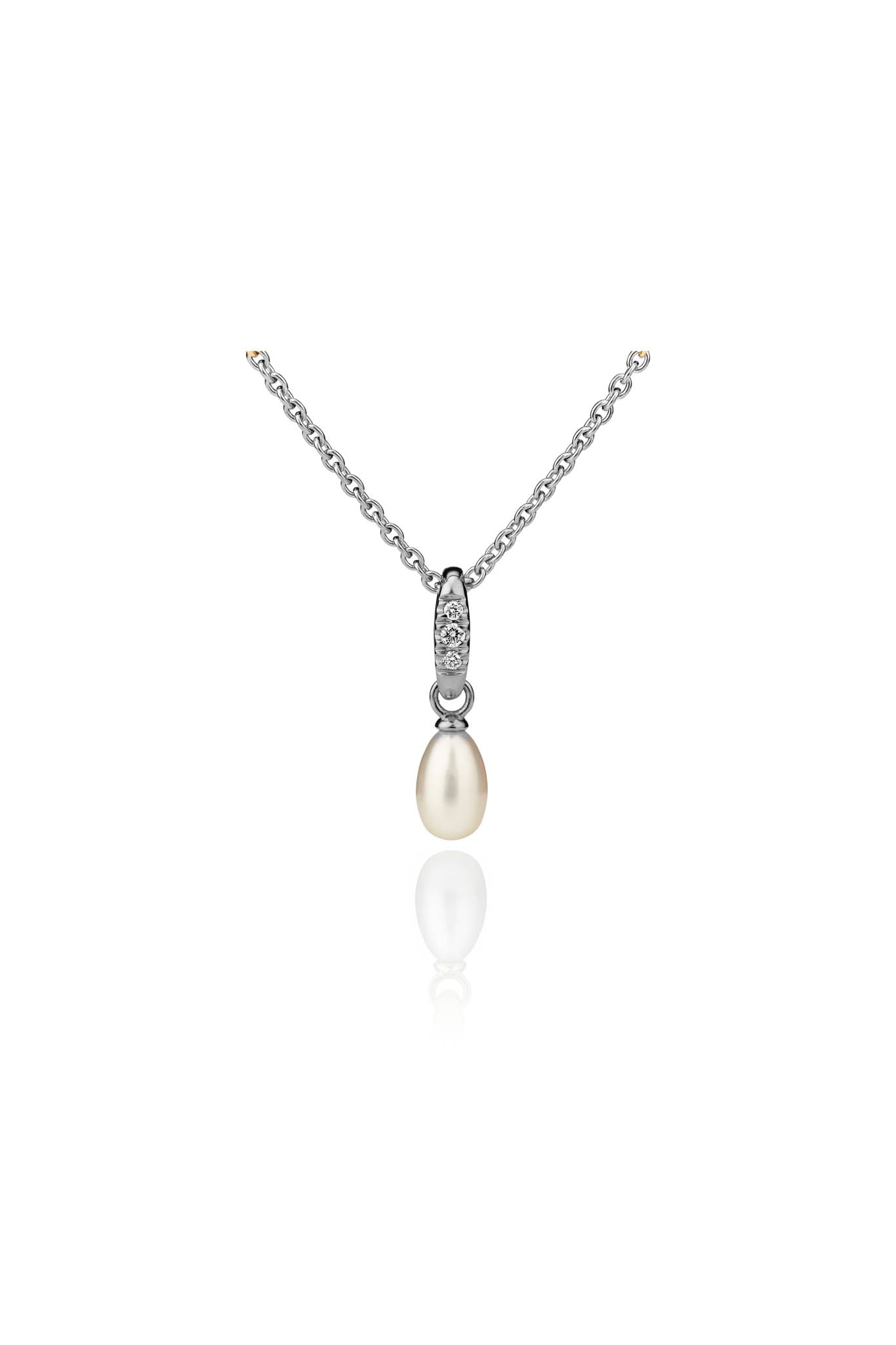 Valkokultainen helmiriipus timantilla 0,04ct Default Title