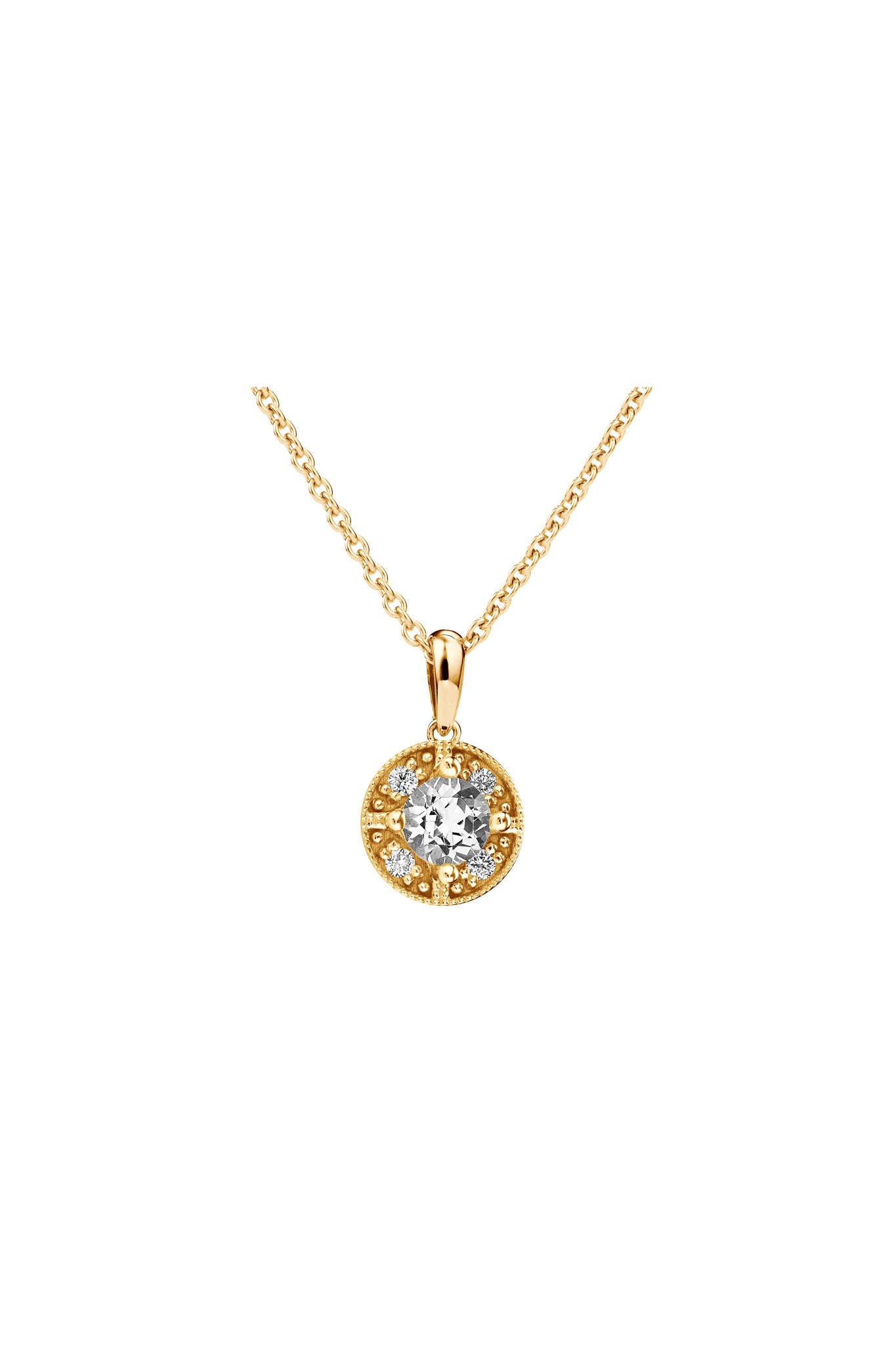 Edith kultainen timanttiriipus valkotopaasilla 0,04ct Default Title