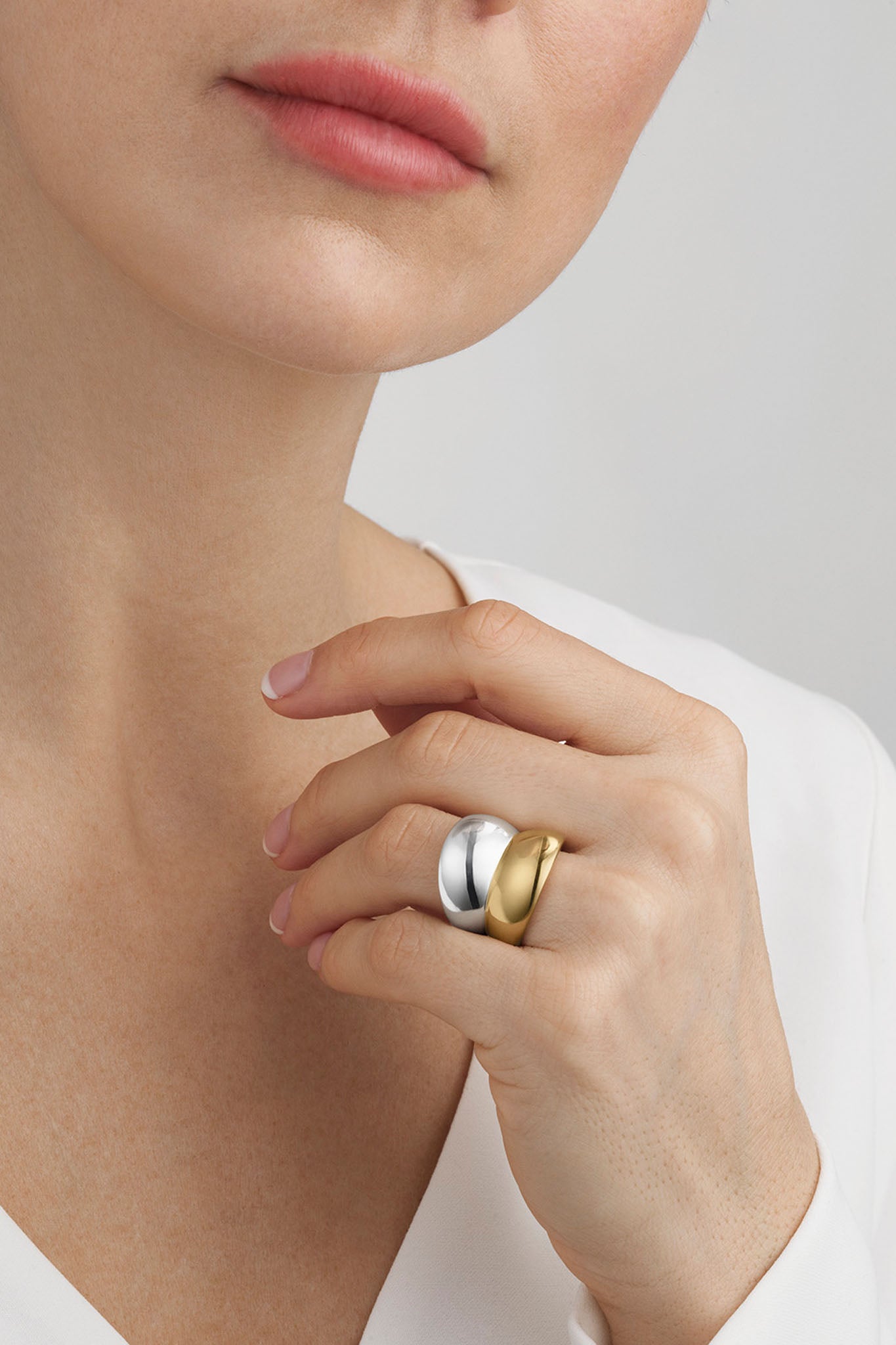 Georg Jensen Curve kulta-hopea sormus 48