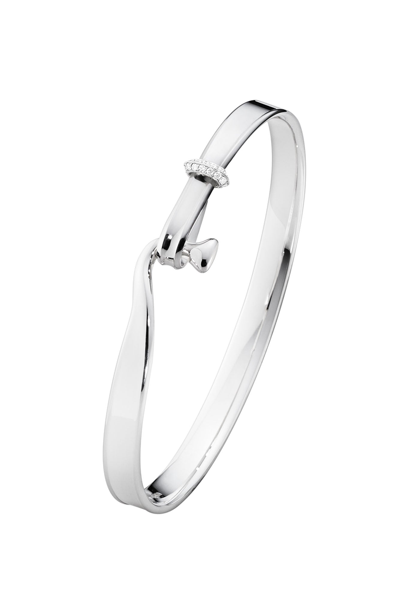 Georg Jensen Torun hopeinen timanttirannerengas 15,5cm