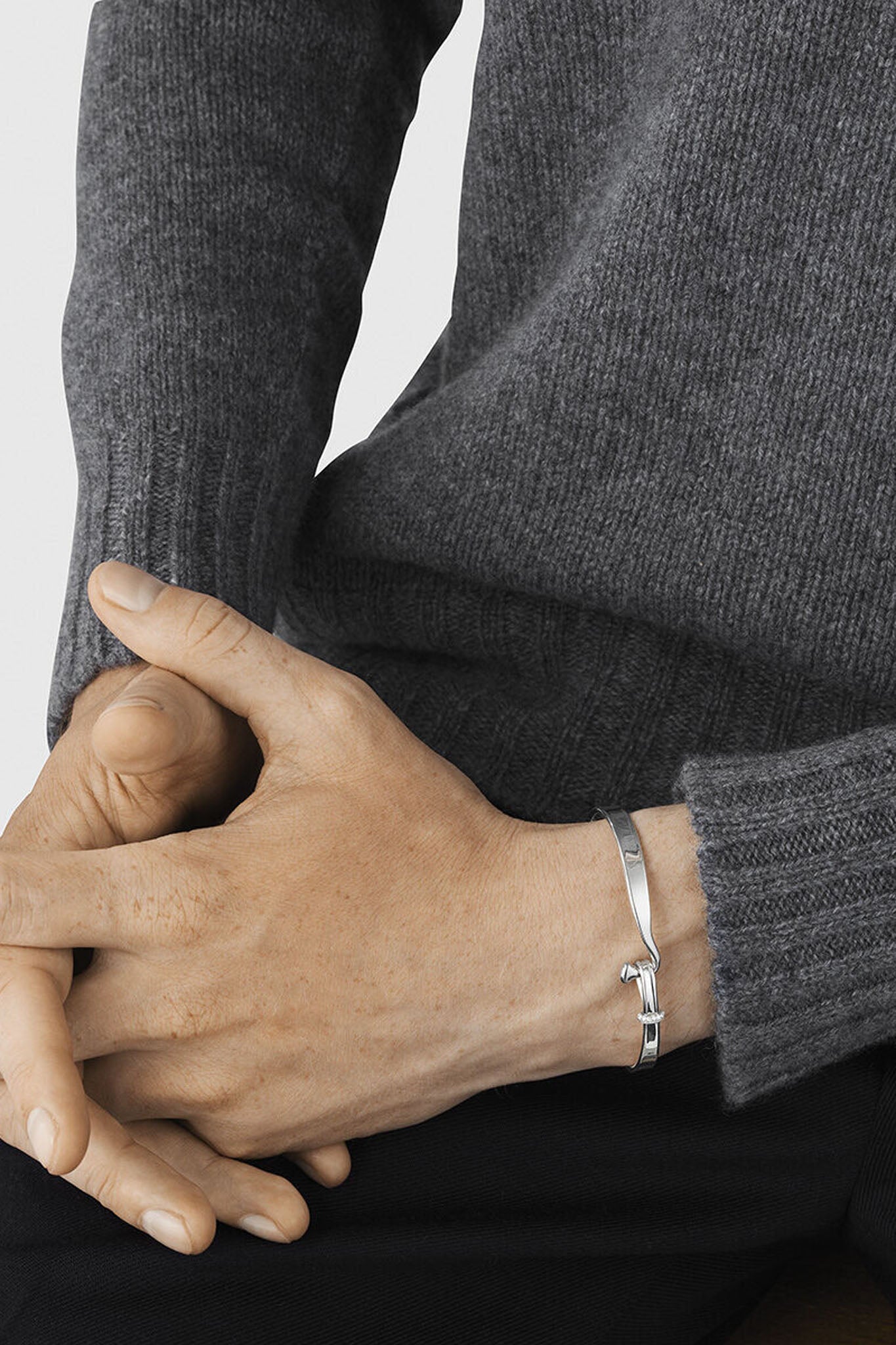 Georg Jensen Torun hopeinen timanttirannerengas 15,5cm