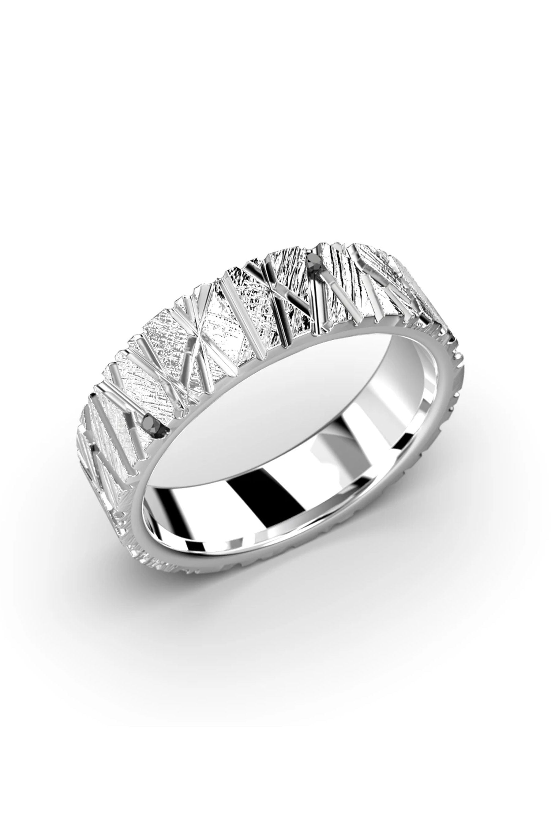 Festive Rautapuu mustat timantit 6x0,01ct 15,5