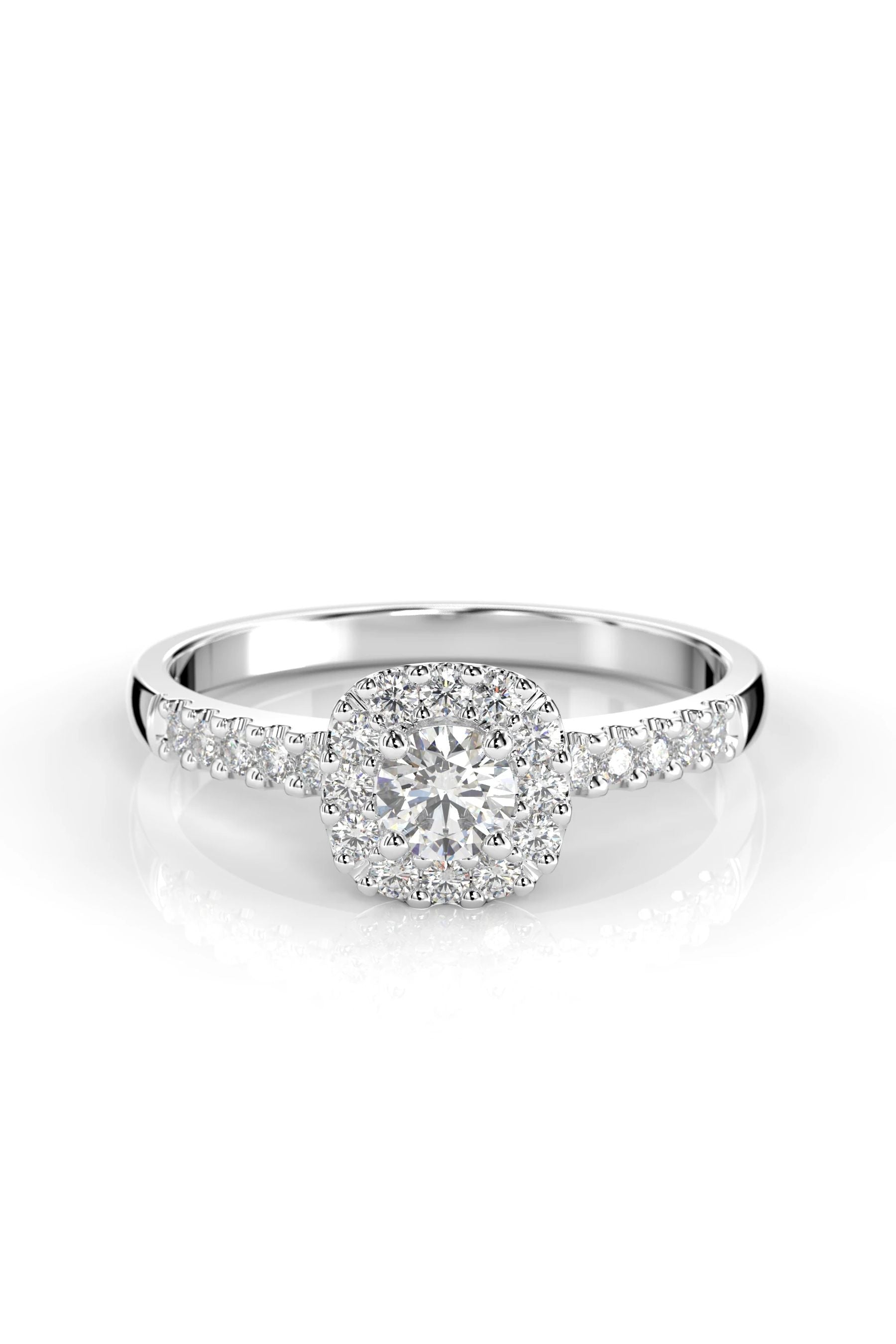 Festive Janette Halo Sivukivillä 0,18ct + 22x0,01ct 15,5