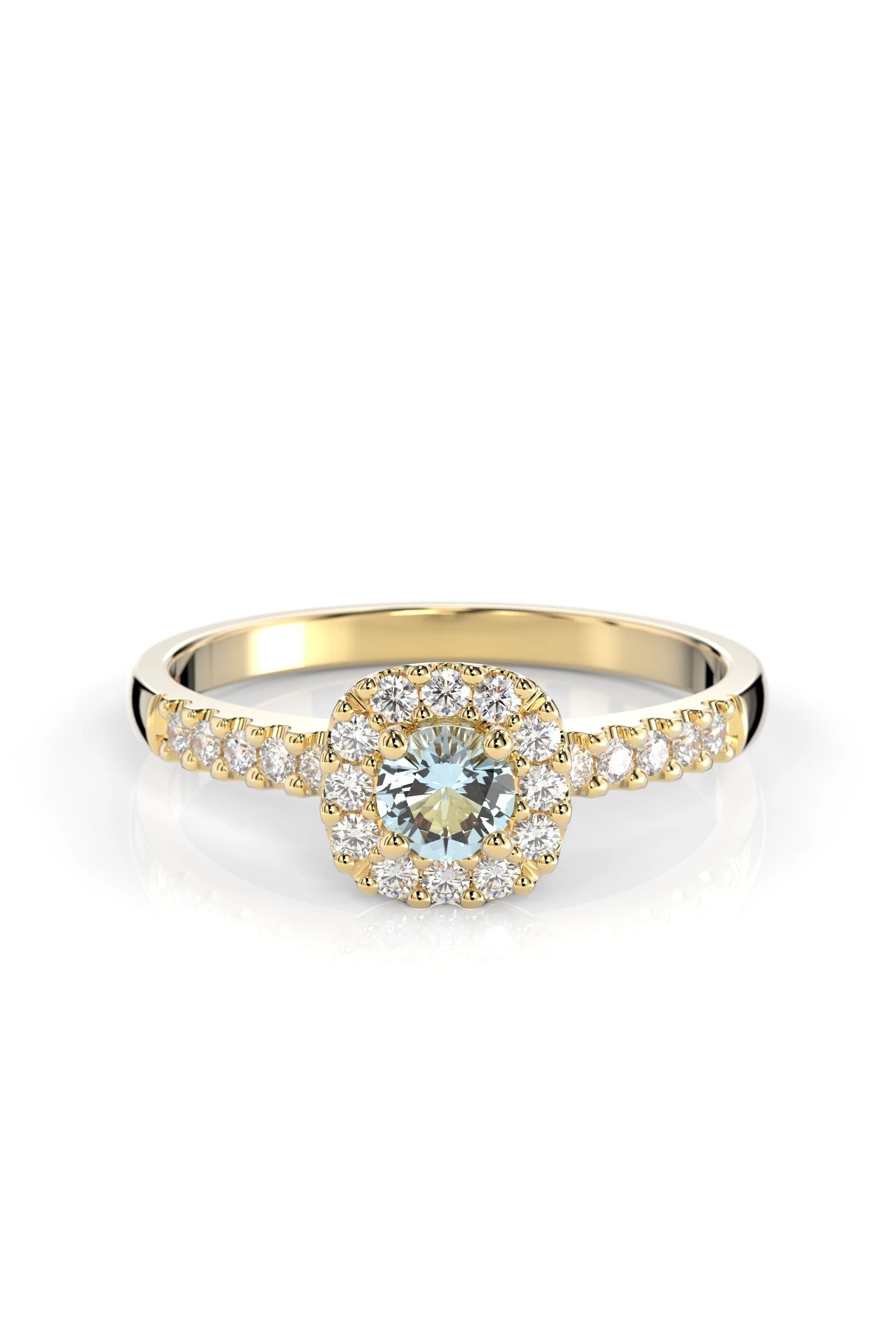 Festive Janette Halo Sivukivillä Akvamariini + 22x0,01ct 15,5