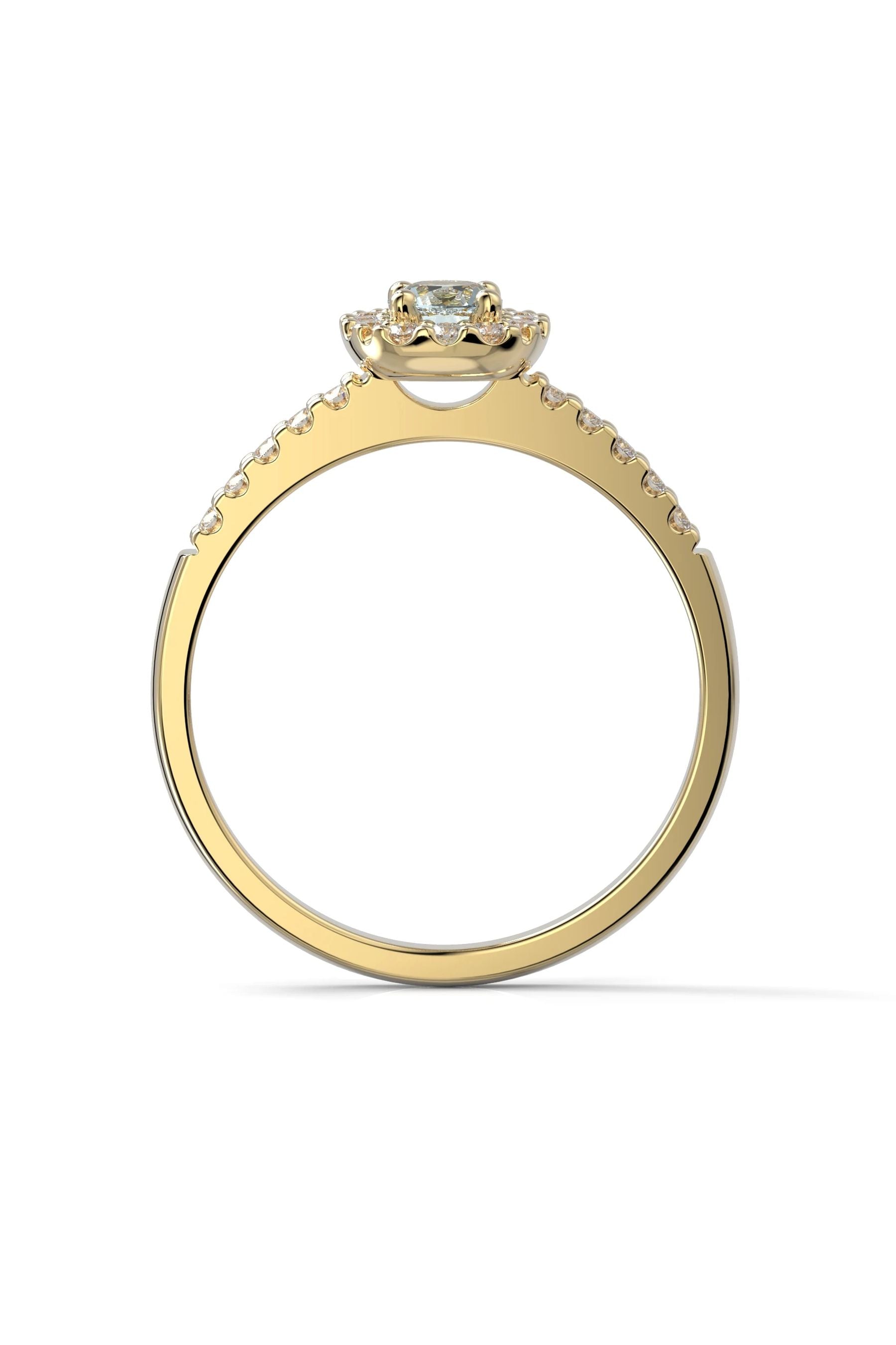 Festive Janette Halo Sivukivillä Akvamariini + 22x0,01ct 15,5