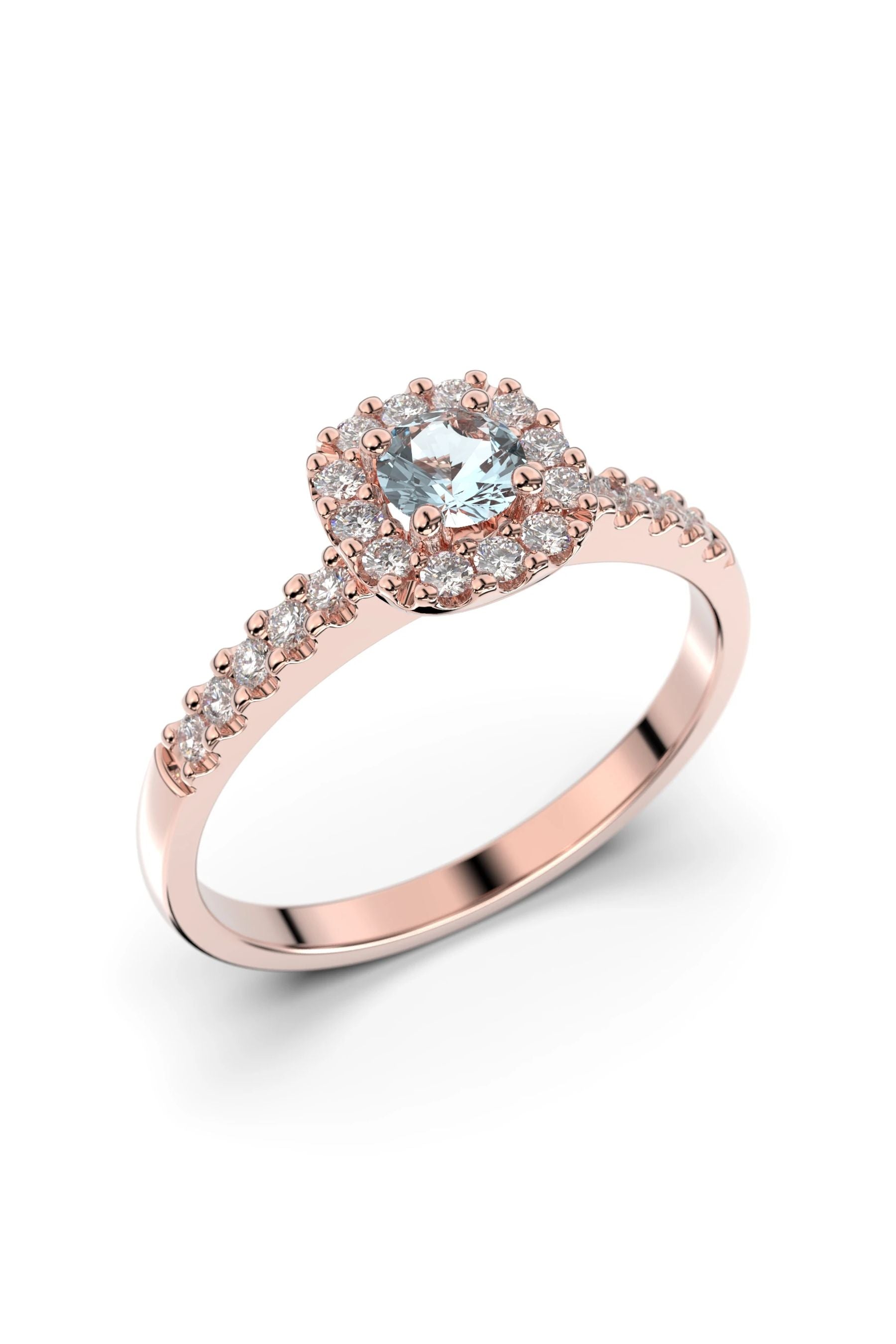 Festive Janette Halo Sivukivillä Akvamariini + 22x0,01ct 15,5