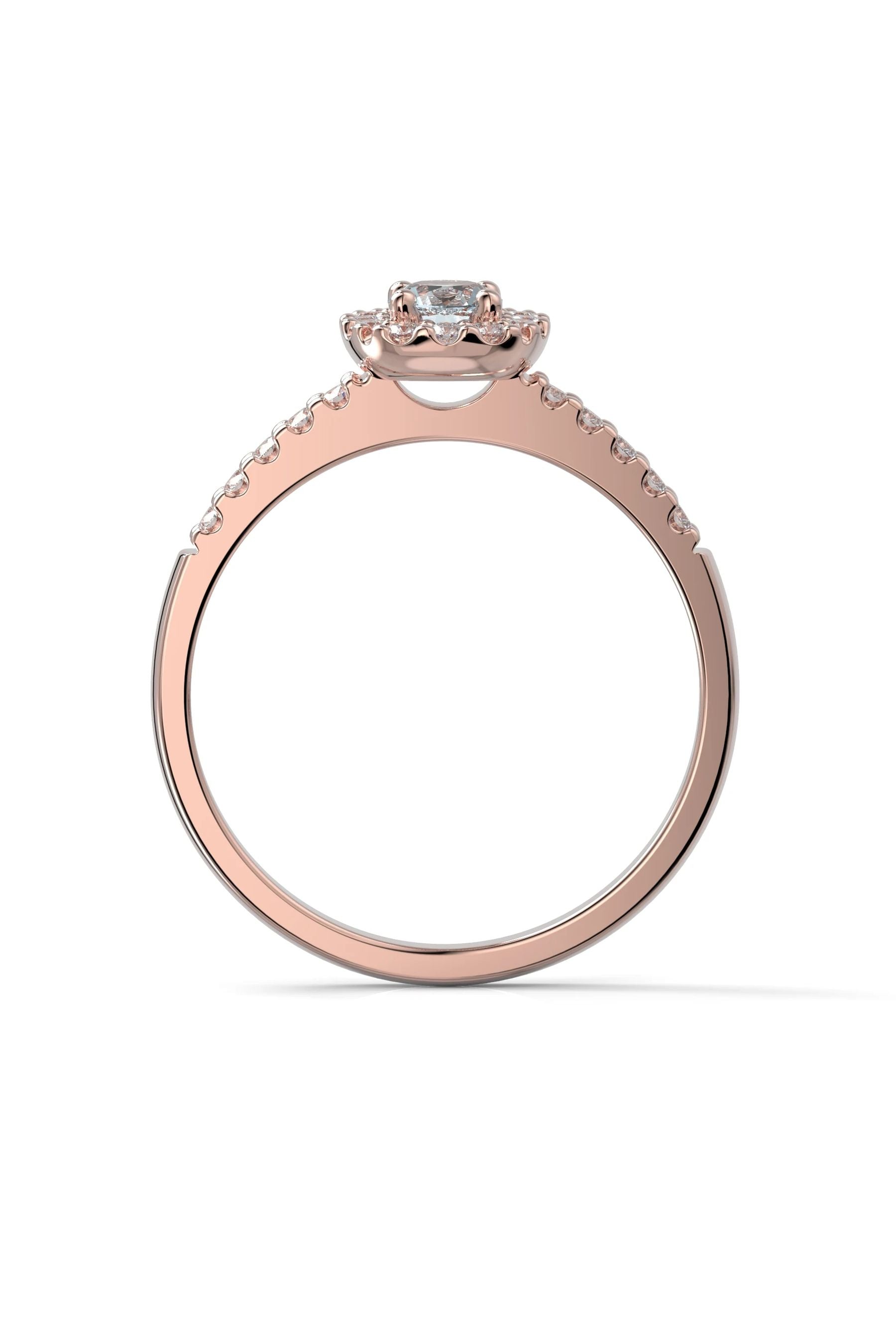 Festive Janette Halo Sivukivillä Akvamariini + 22x0,01ct 15,5