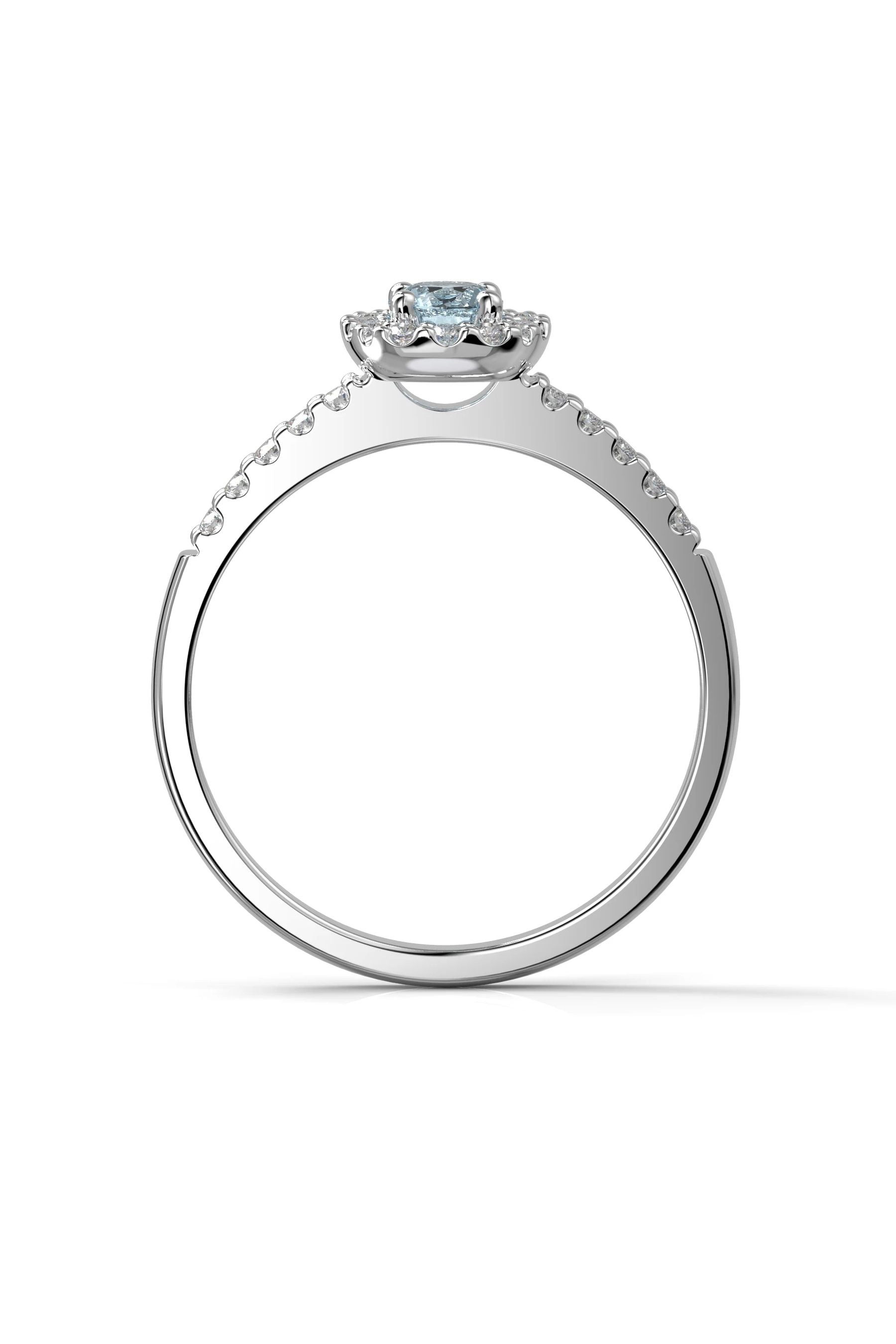 Festive Janette Halo Sivukivillä Akvamariini + 22x0,01ct 15,5