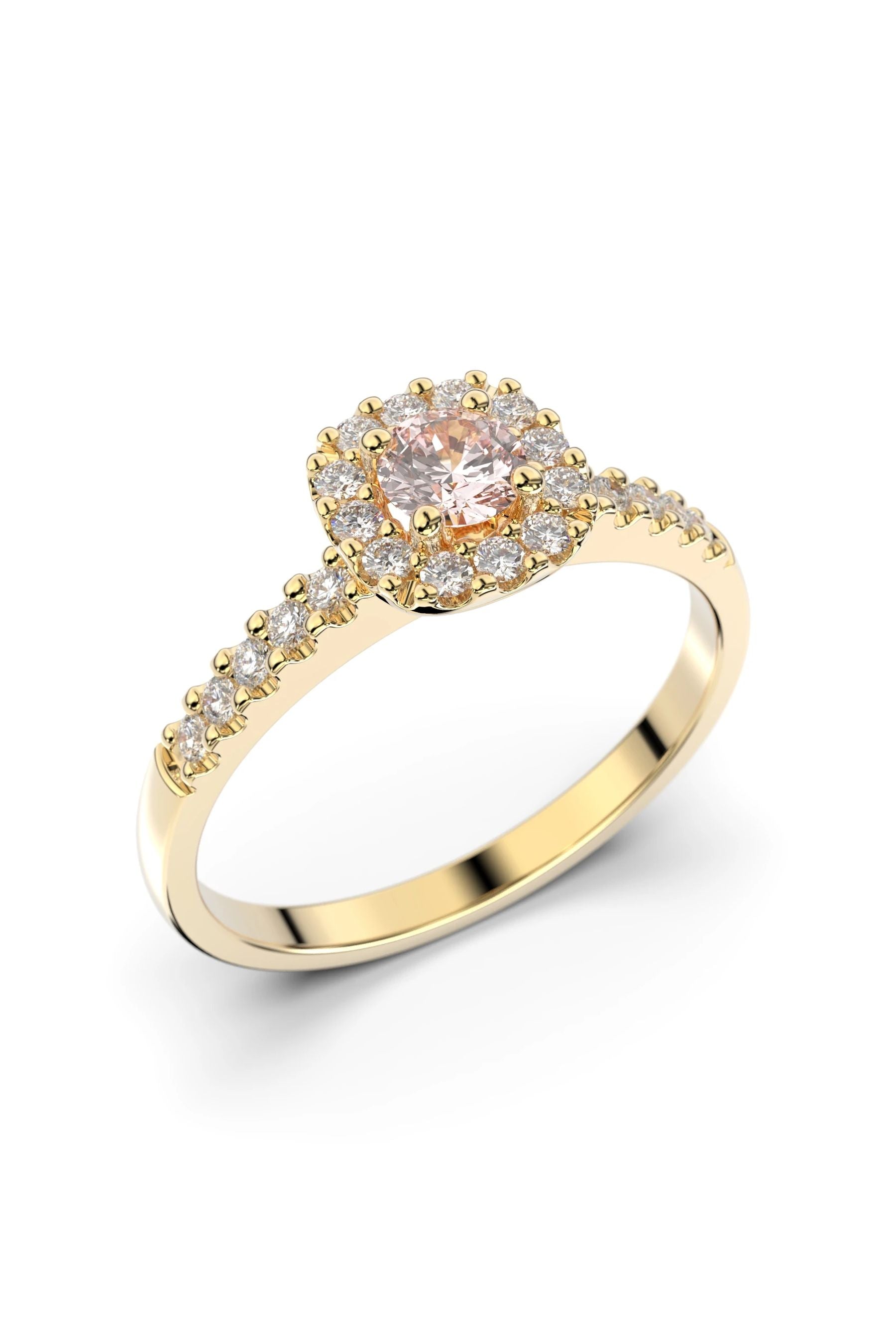 Festive Janette Halo Sivukivillä Morganiitti + 22x0,01ct 15,5