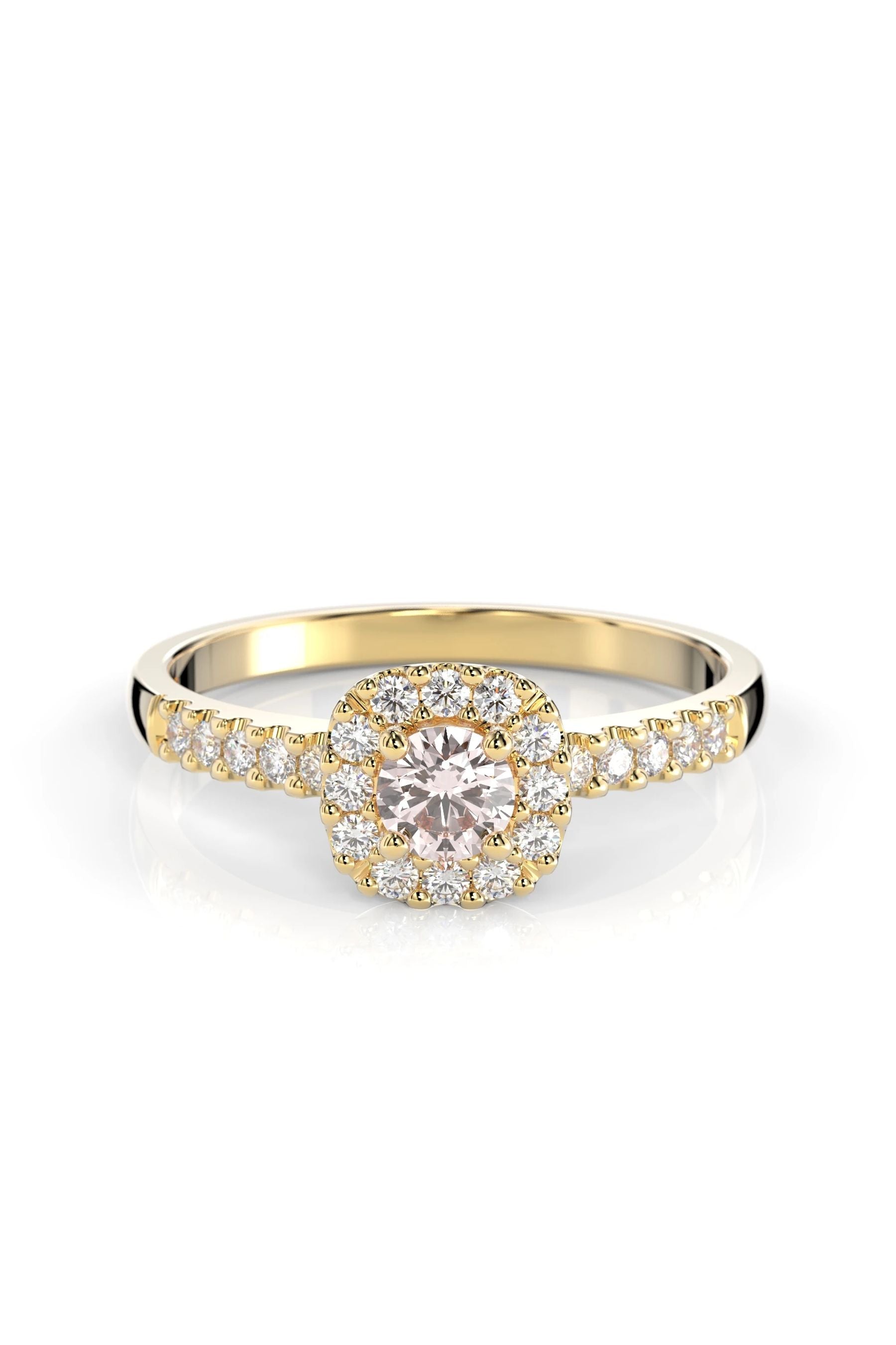 Festive Janette Halo Sivukivillä Morganiitti + 22x0,01ct 15,5