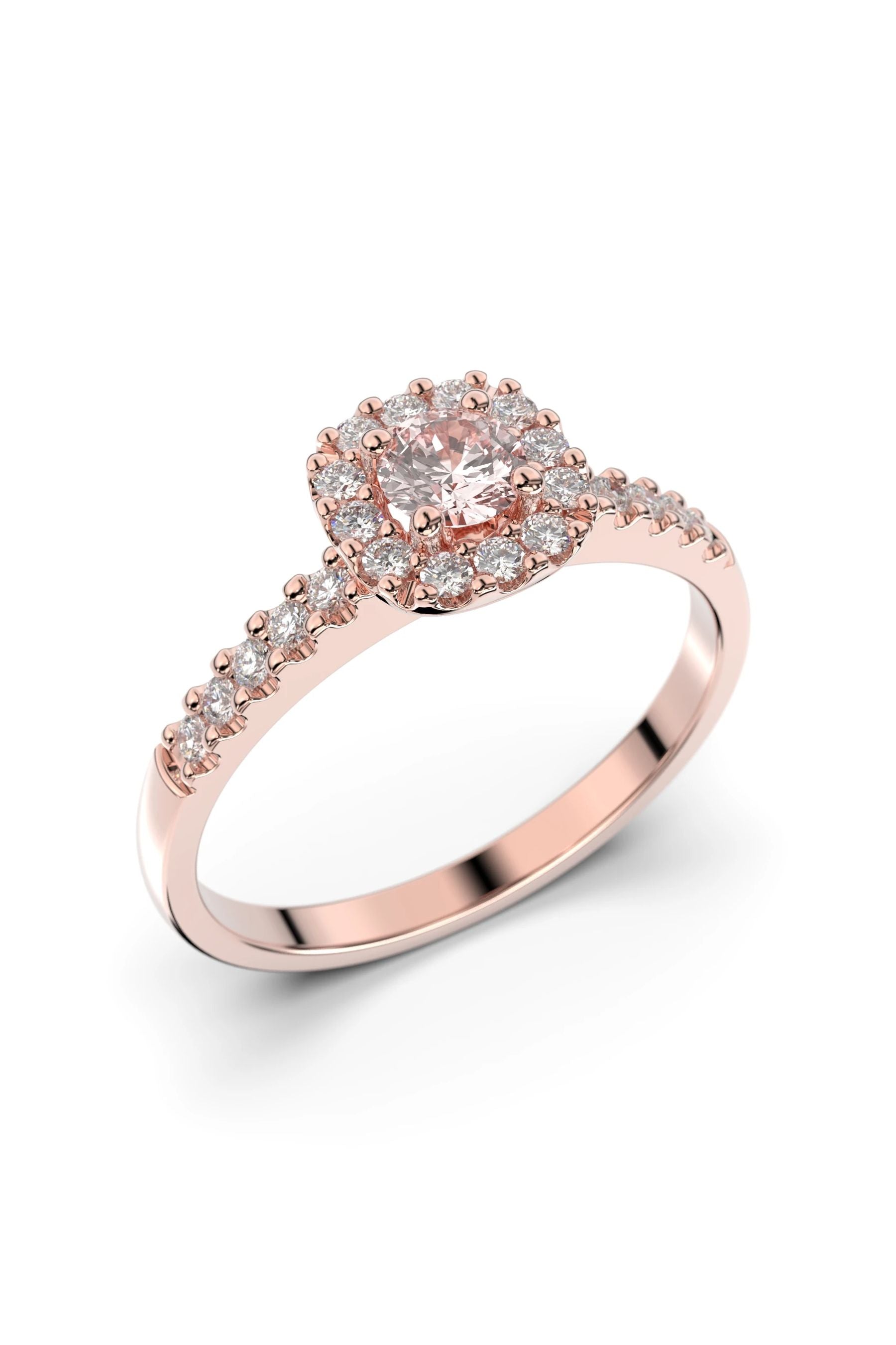 Festive Janette Halo Sivukivillä Morganiitti + 22x0,01ct 15,5