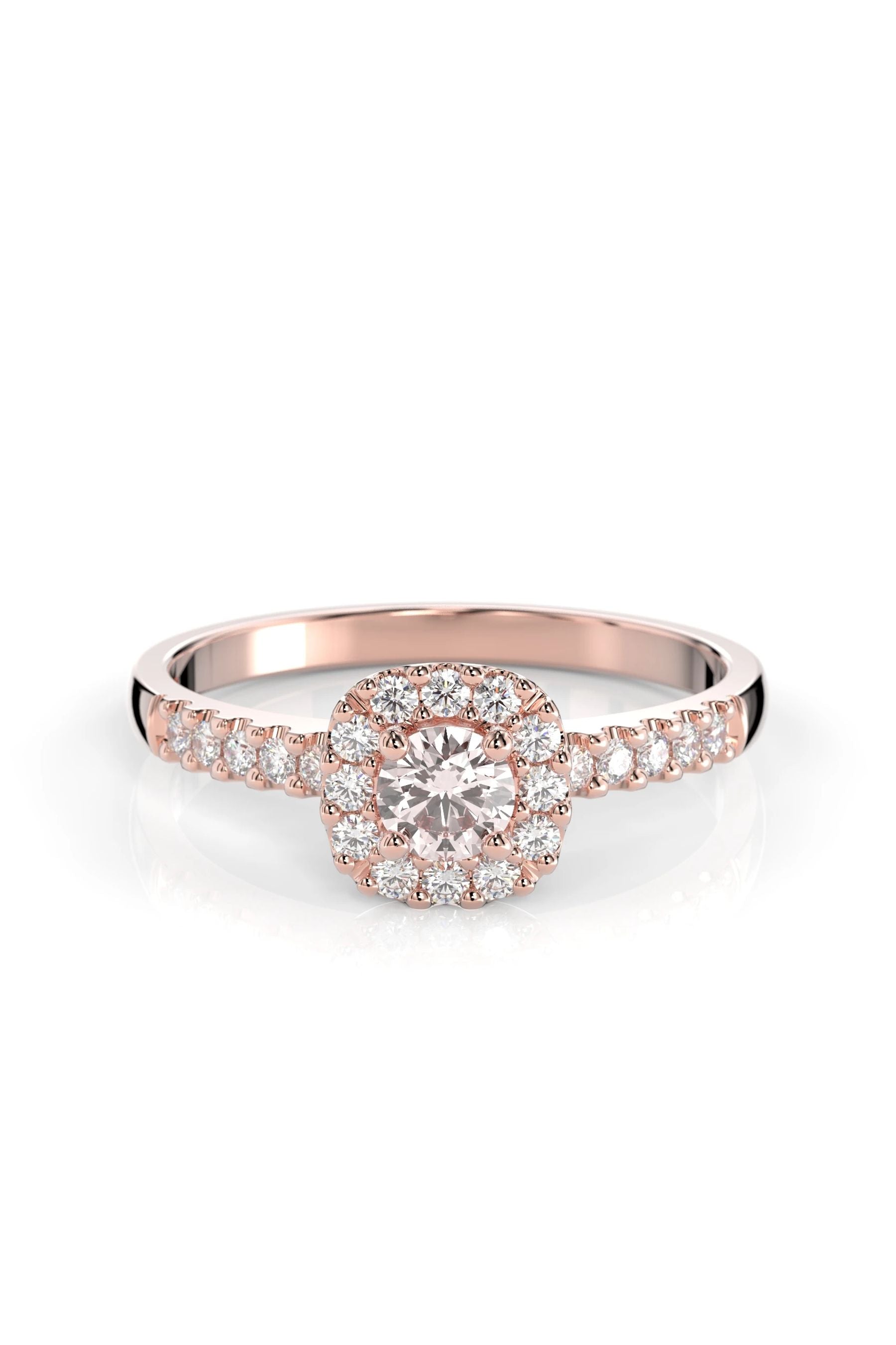 Festive Janette Halo Sivukivillä Morganiitti + 22x0,01ct 15,5