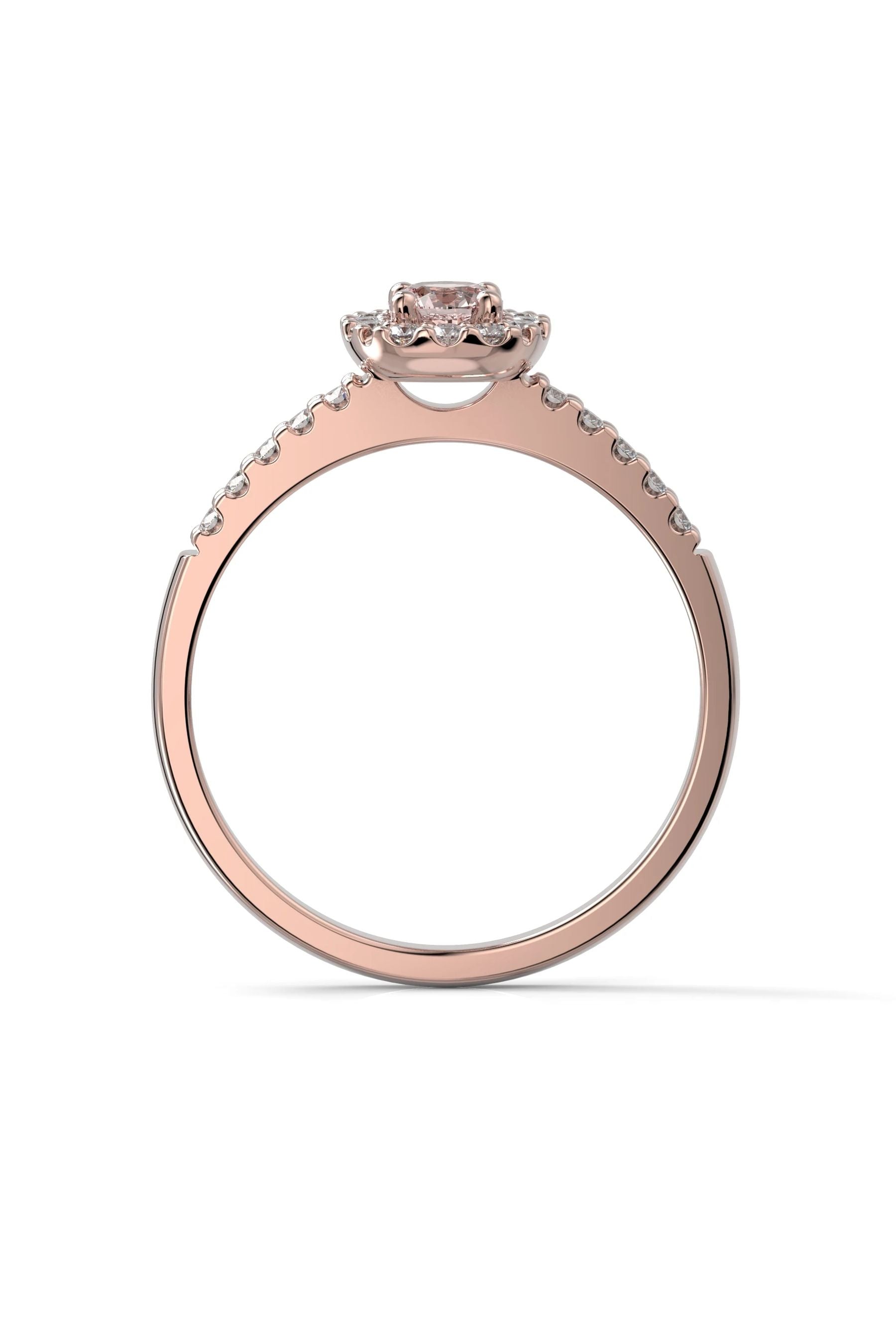 Festive Janette Halo Sivukivillä Morganiitti + 22x0,01ct 15,5