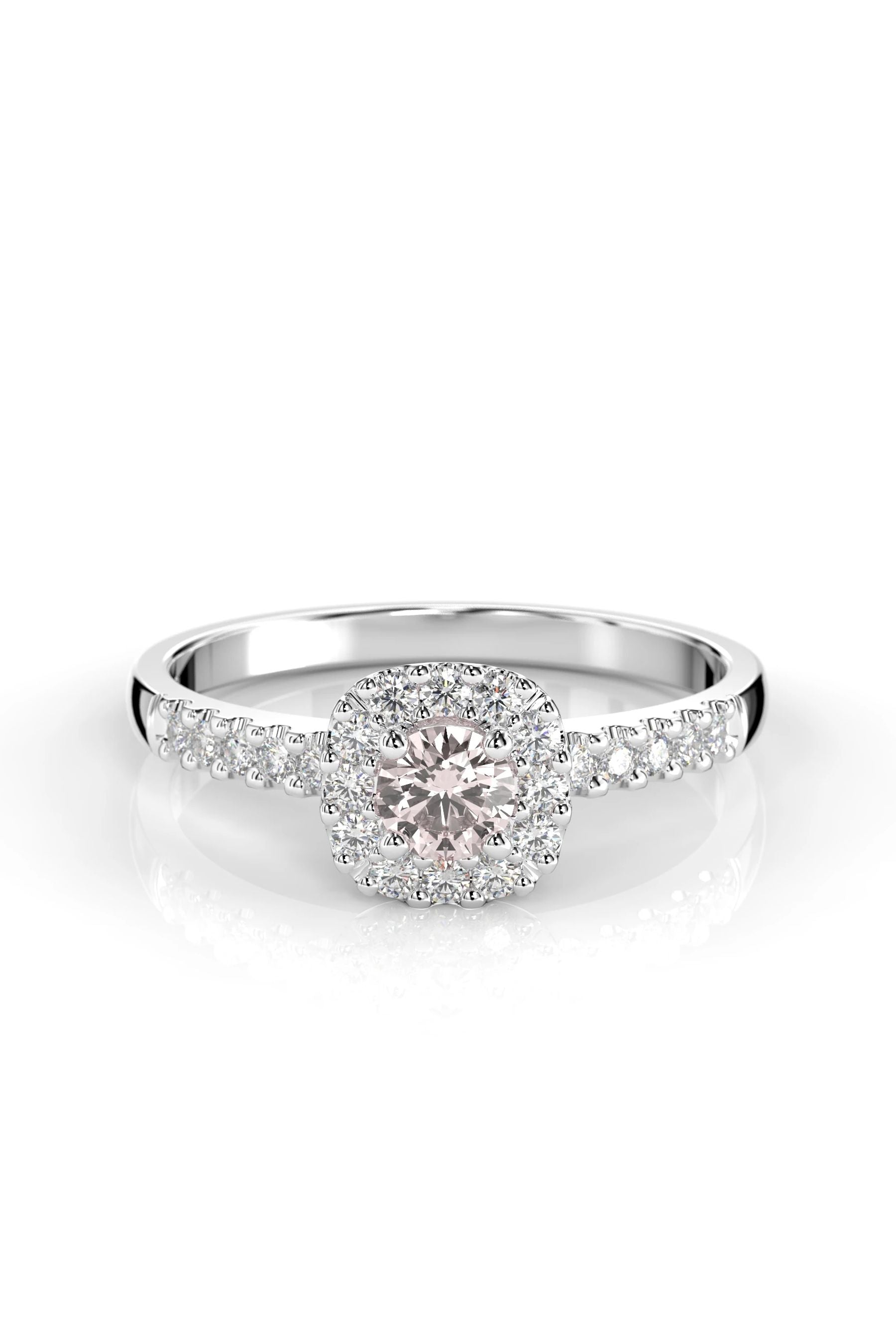 Festive Janette Halo Sivukivillä Morganiitti + 22x0,01ct 15,5