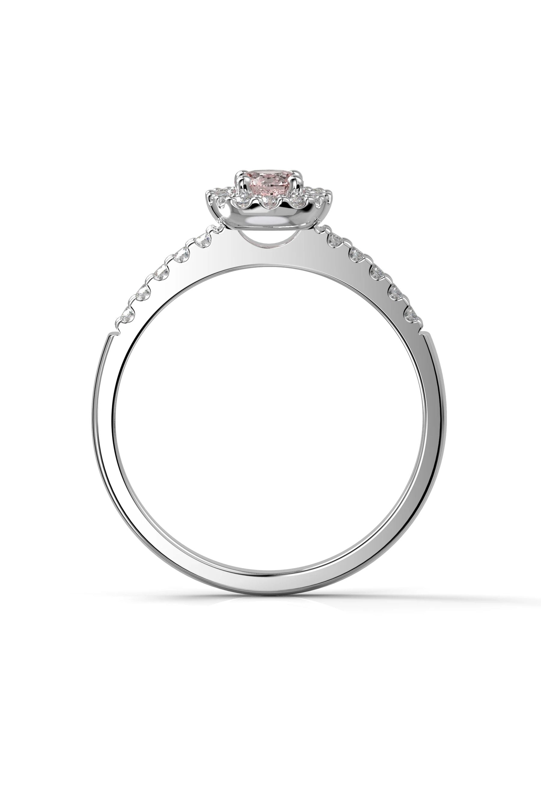 Festive Janette Halo Sivukivillä Morganiitti + 22x0,01ct 15,5