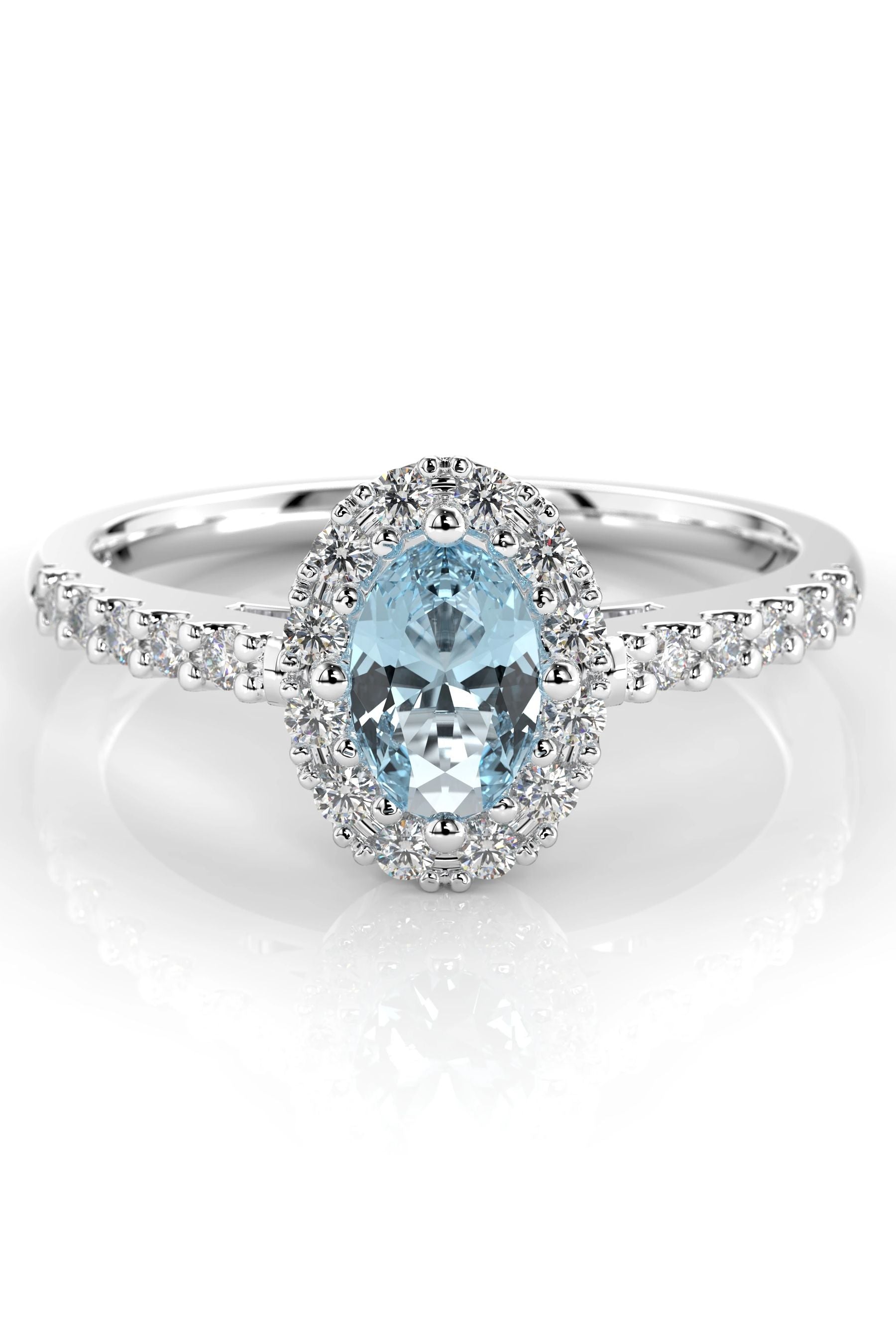 Festive Evelyn Halo Akvamariini + 22x0,01ct 15,5