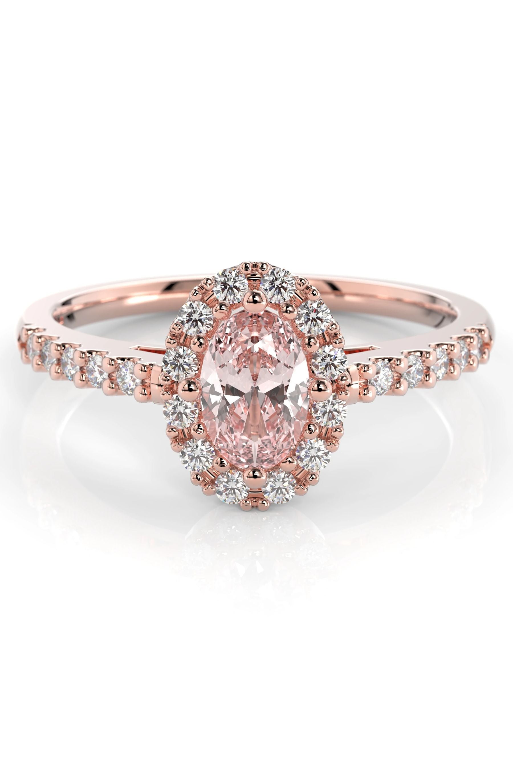 Festive Evelyn Halo Morganiitti + 22x0,01ct 15,5