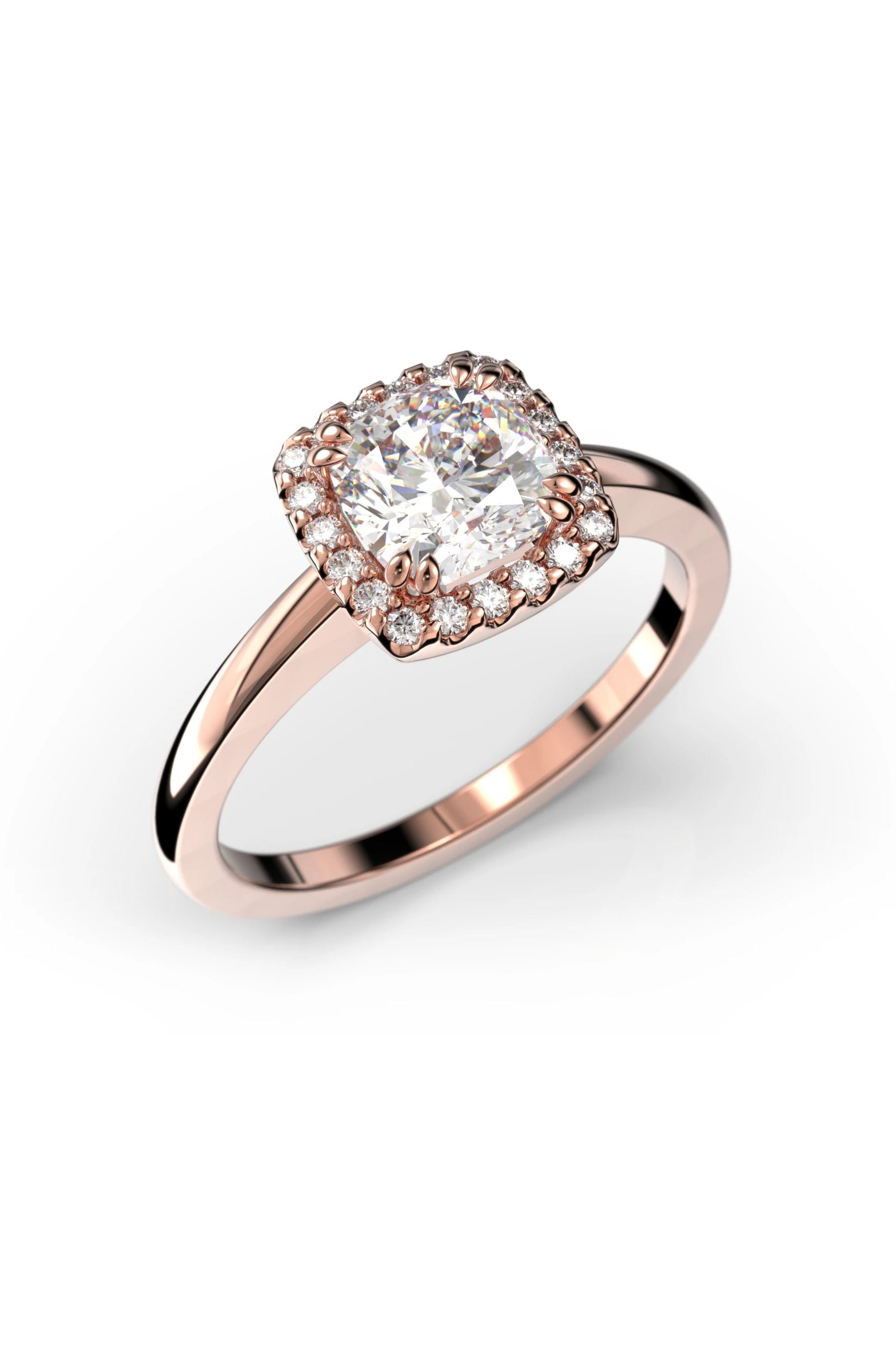 Festive Elsa Halo 1,00ct Cushion + 20x0,005ct 15,5