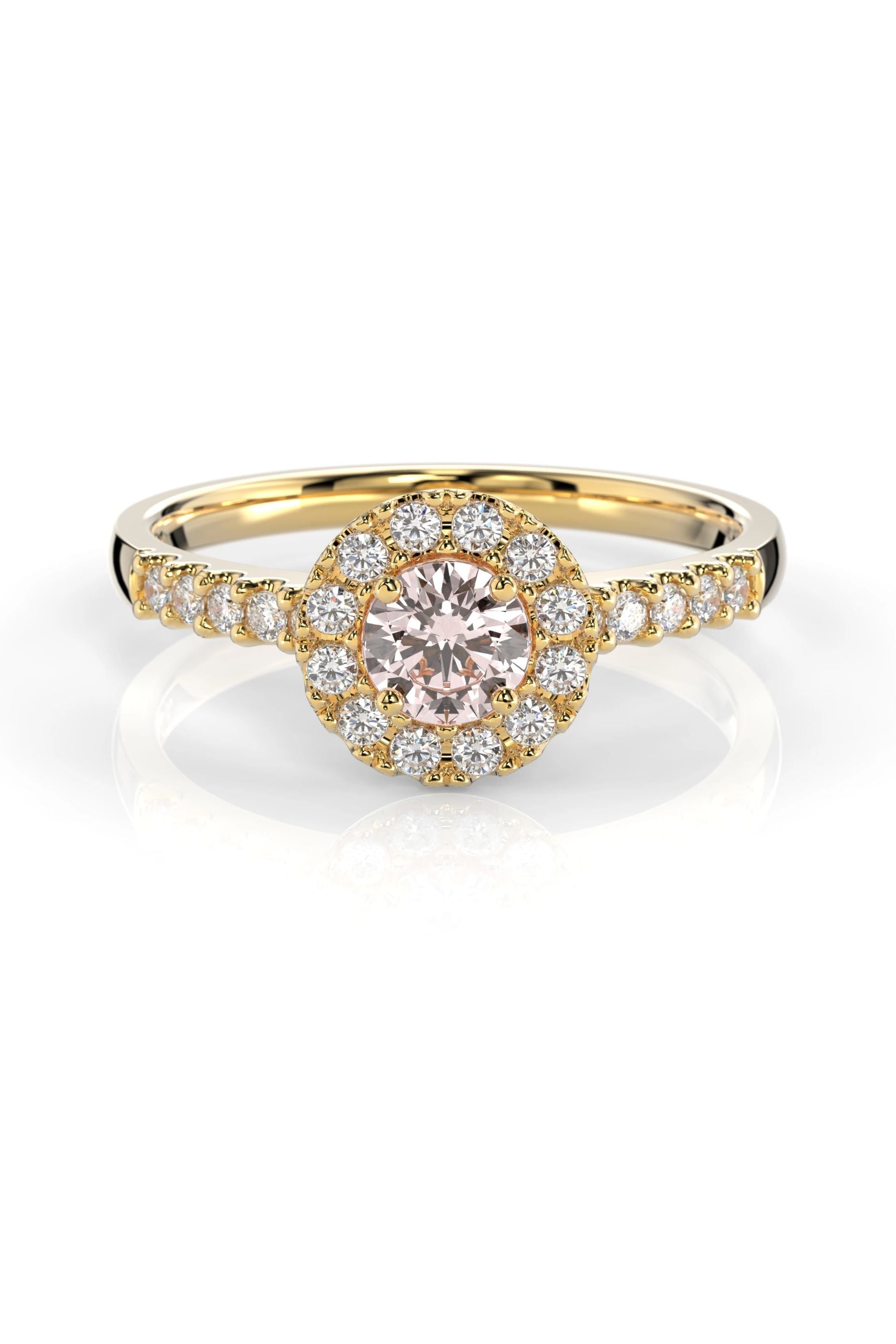 Festive Isabella Halo Morganiitti + 22x0,01ct 15,5