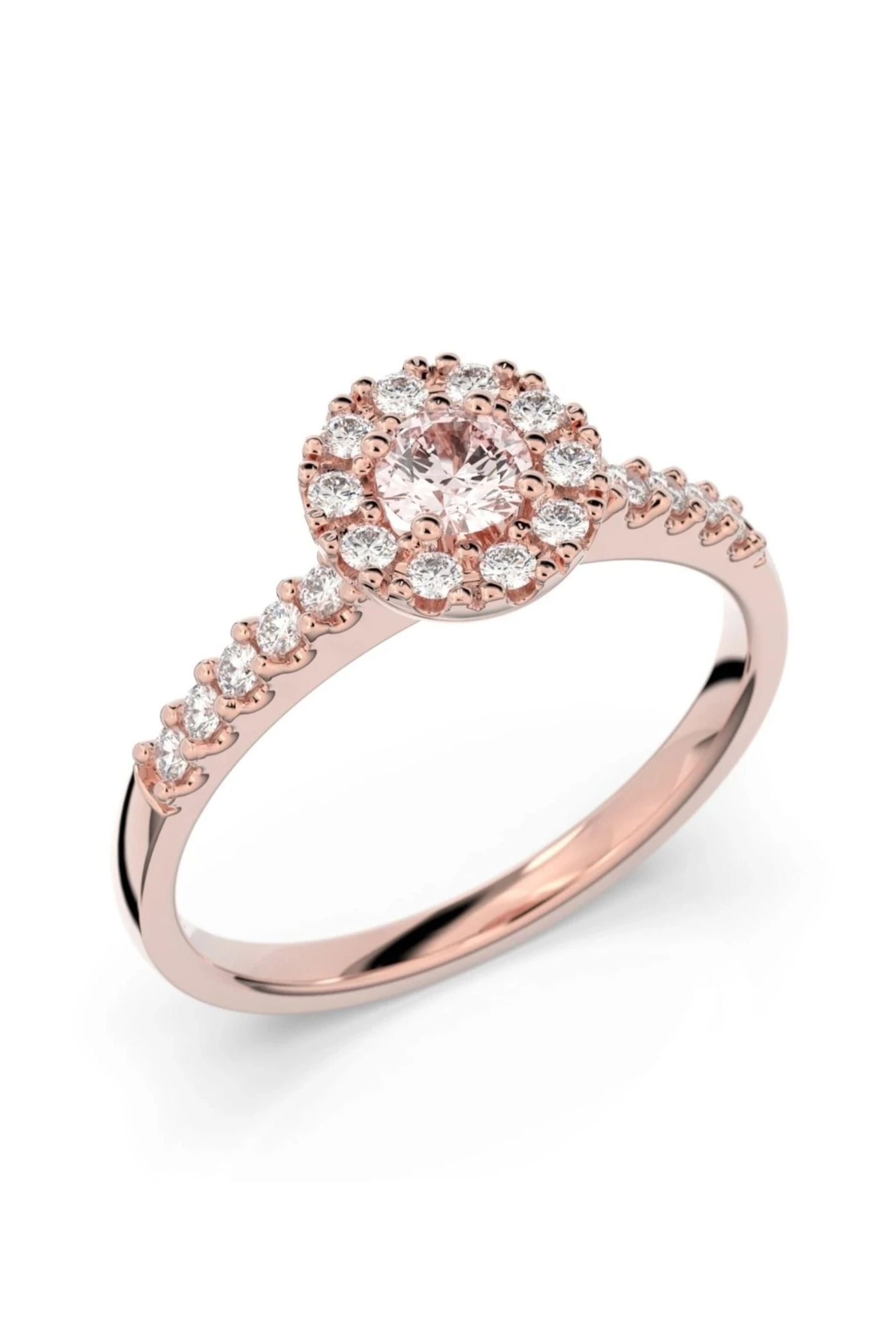 Festive Annabella Halo Sivukivillä Morganiitti + 20x0,01ct 15,5