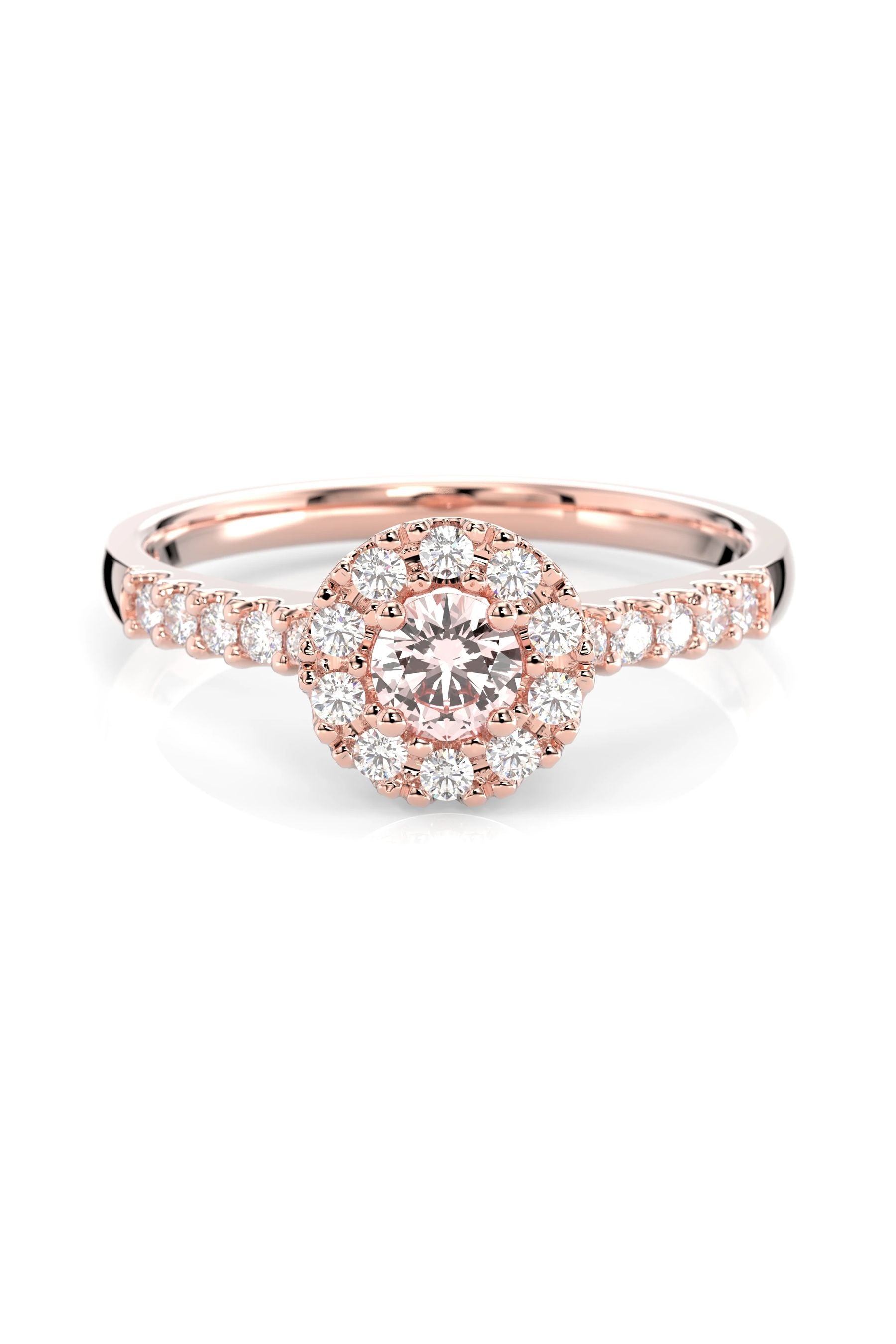 Festive Annabella Halo Sivukivillä Morganiitti + 20x0,01ct 15,5