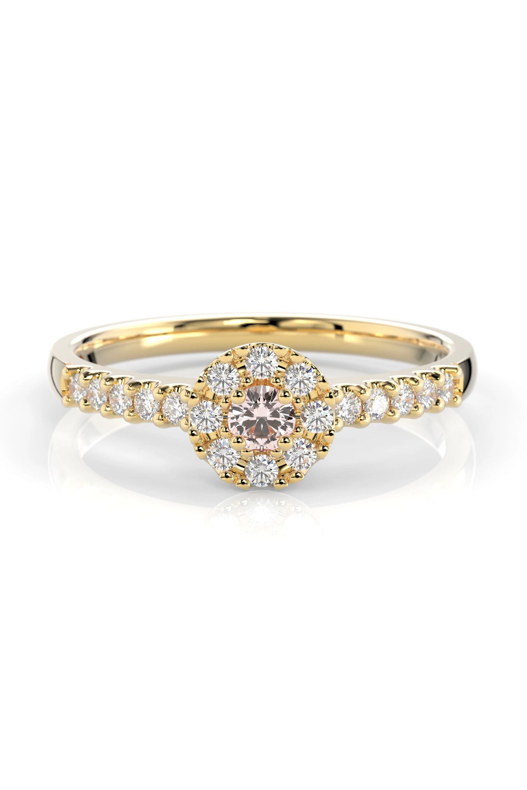 Festive Bella Halo Morganiitti + 18x0,01ct 15,5
