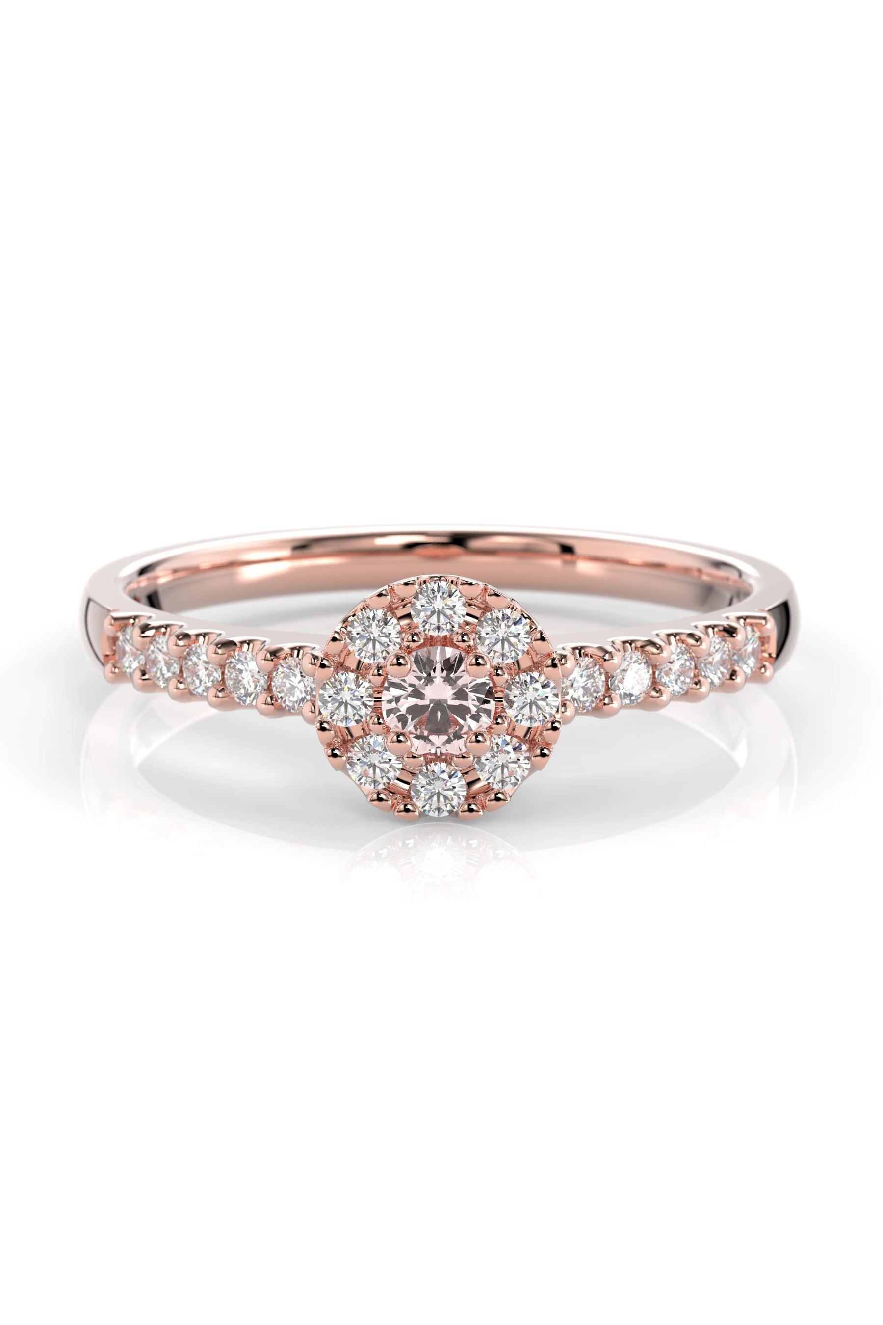 Festive Bella Halo Morganiitti + 18x0,01ct 15,5