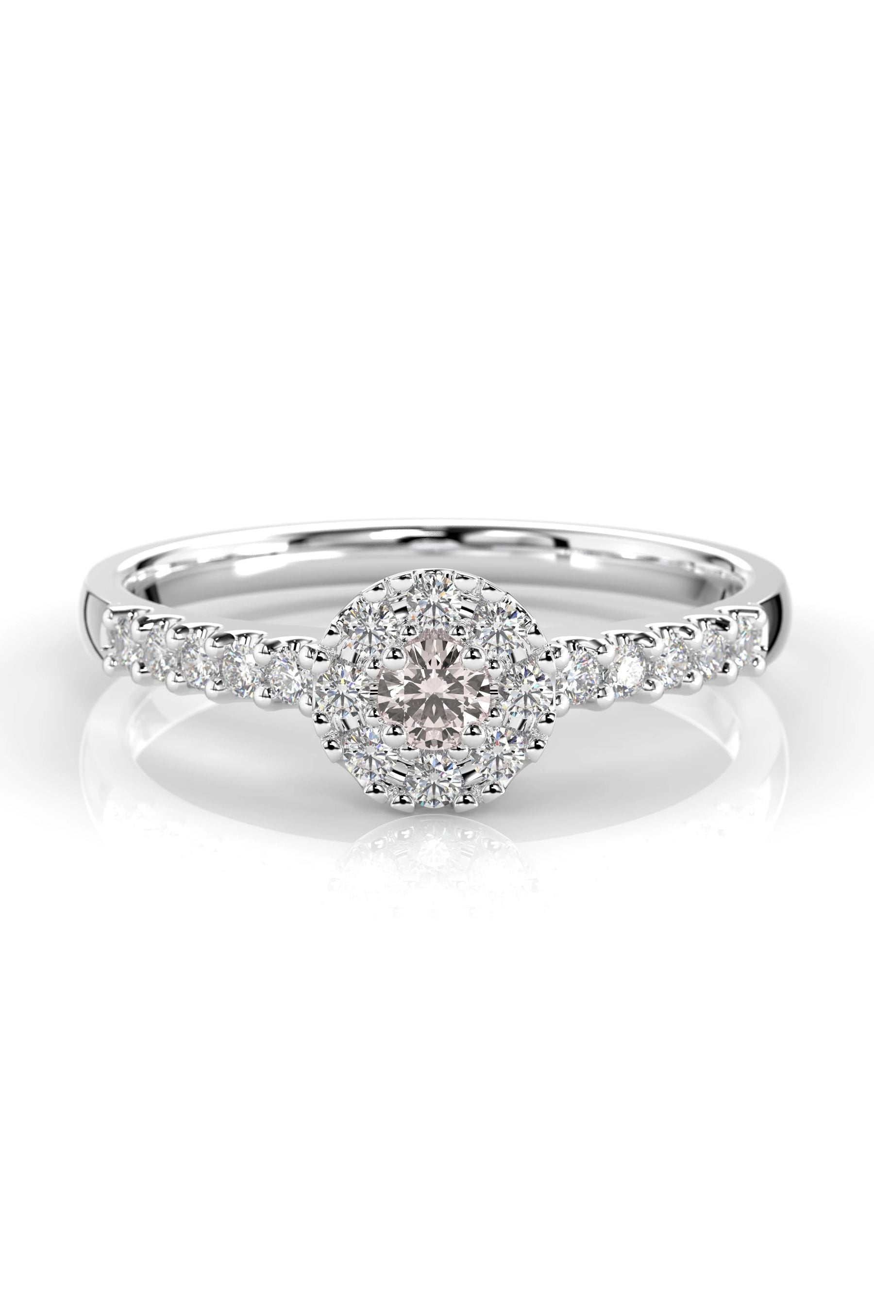 Festive Bella Halo Morganiitti + 18x0,01ct 15,5