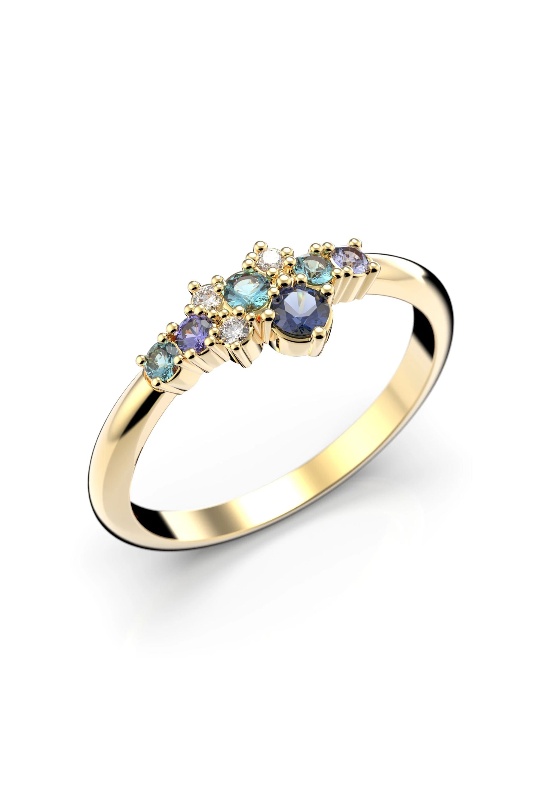 Festive Nelly Blue 3x0,01ct + Sinisafiiri + Topaasi 15,5