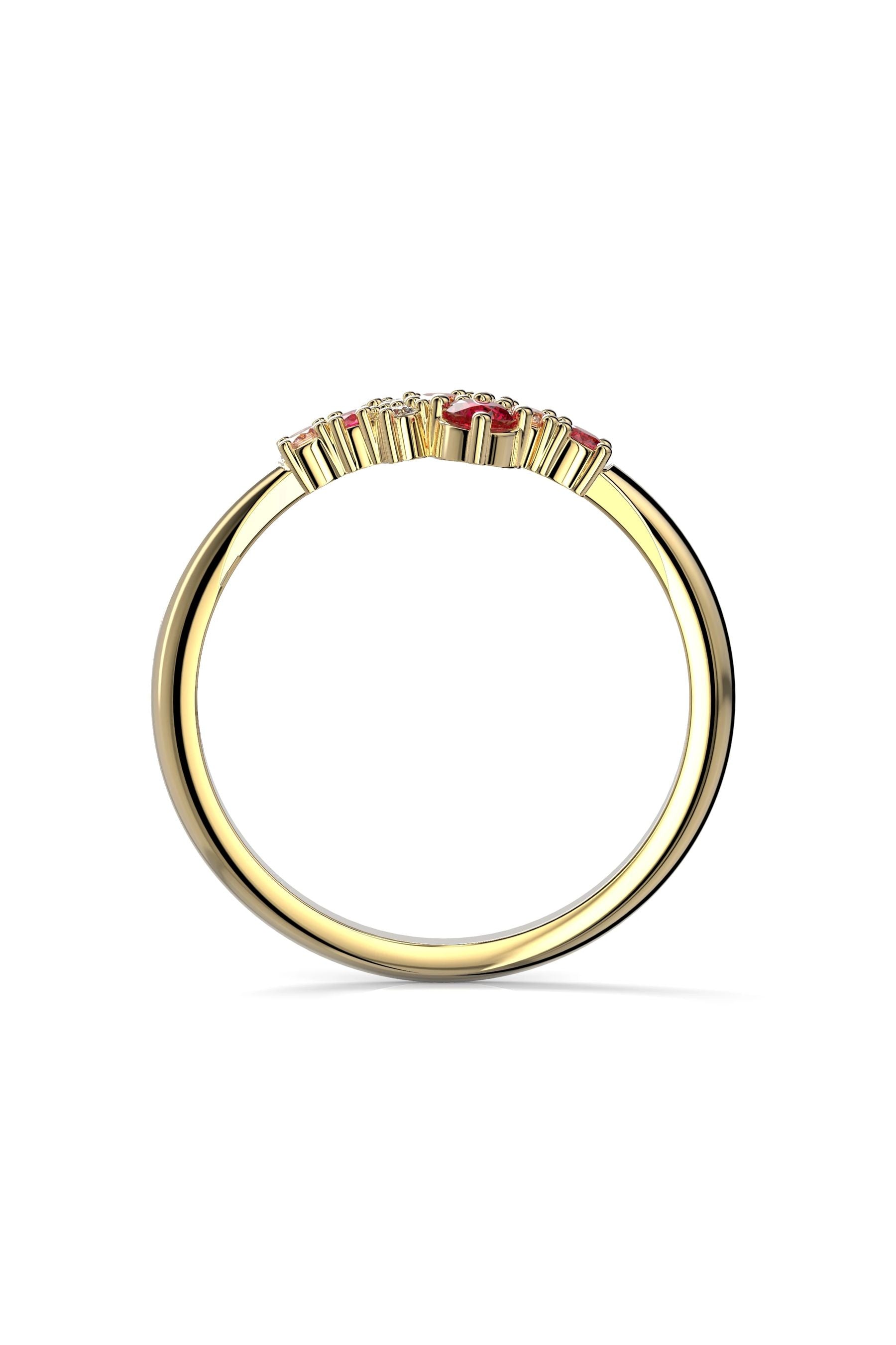 Festive Nelly Pink 3x0,01ct + Rubiini + Pinkki Safiiri + Turmaliini 15,5