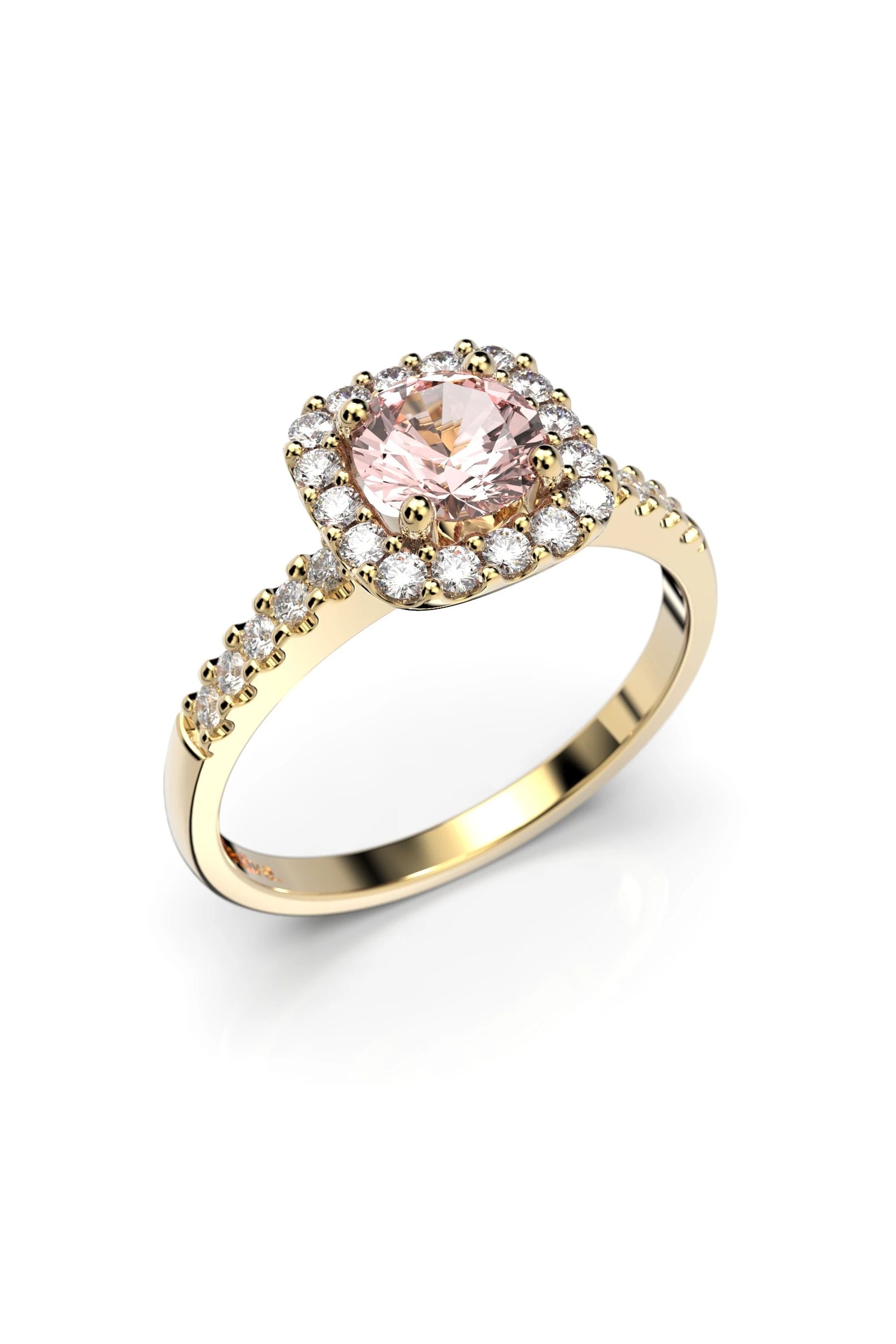 Festive Jemina Halo Sivukivillä Morganiitti + 26x0,01ct 15,5