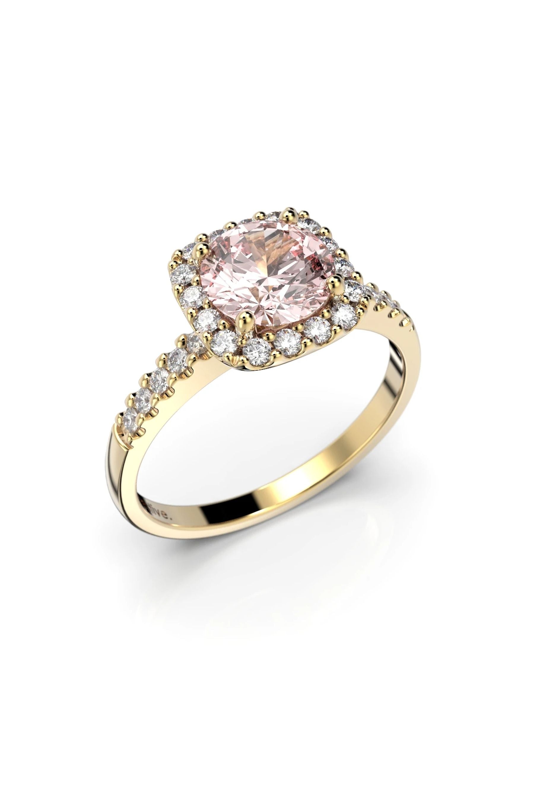 Festive Jennifer Halo Sivukivillä Morganiitti + 26x0,01ct 15,5