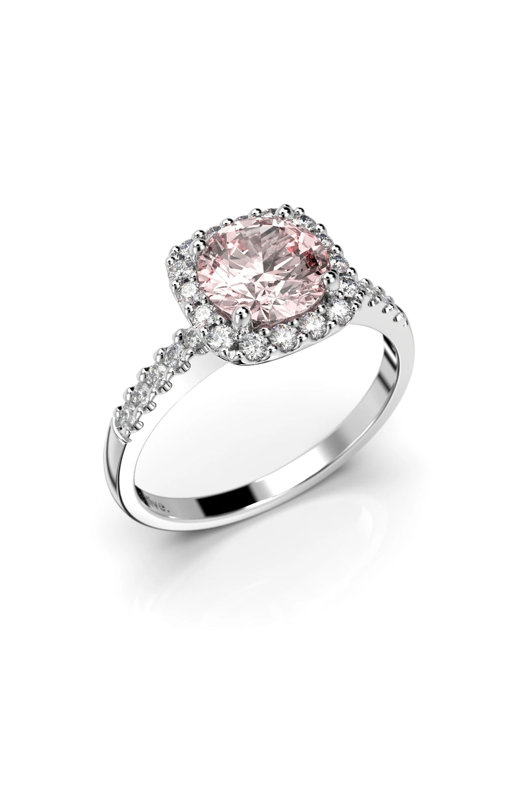 Festive Jennifer Halo Sivukivillä Morganiitti + 26x0,01ct 15,5