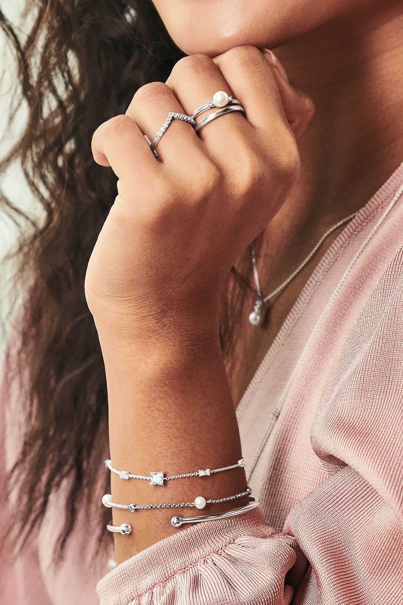 Thomas Sabo Helmet ja zirkoniat hopeinen rannekoru Säädettävä:16/19cm