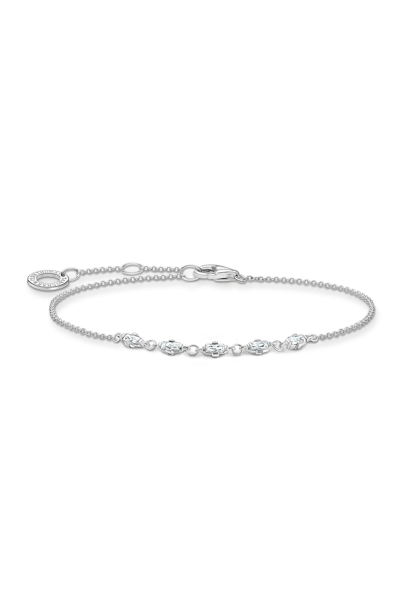 Thomas Sabo Vintage kirkkaat kivet hopeinen rannekoru Säädettävä:16/19cm