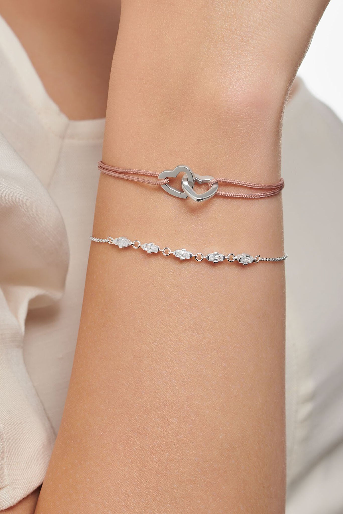 Thomas Sabo Vintage kirkkaat kivet hopeinen rannekoru Säädettävä:16/19cm