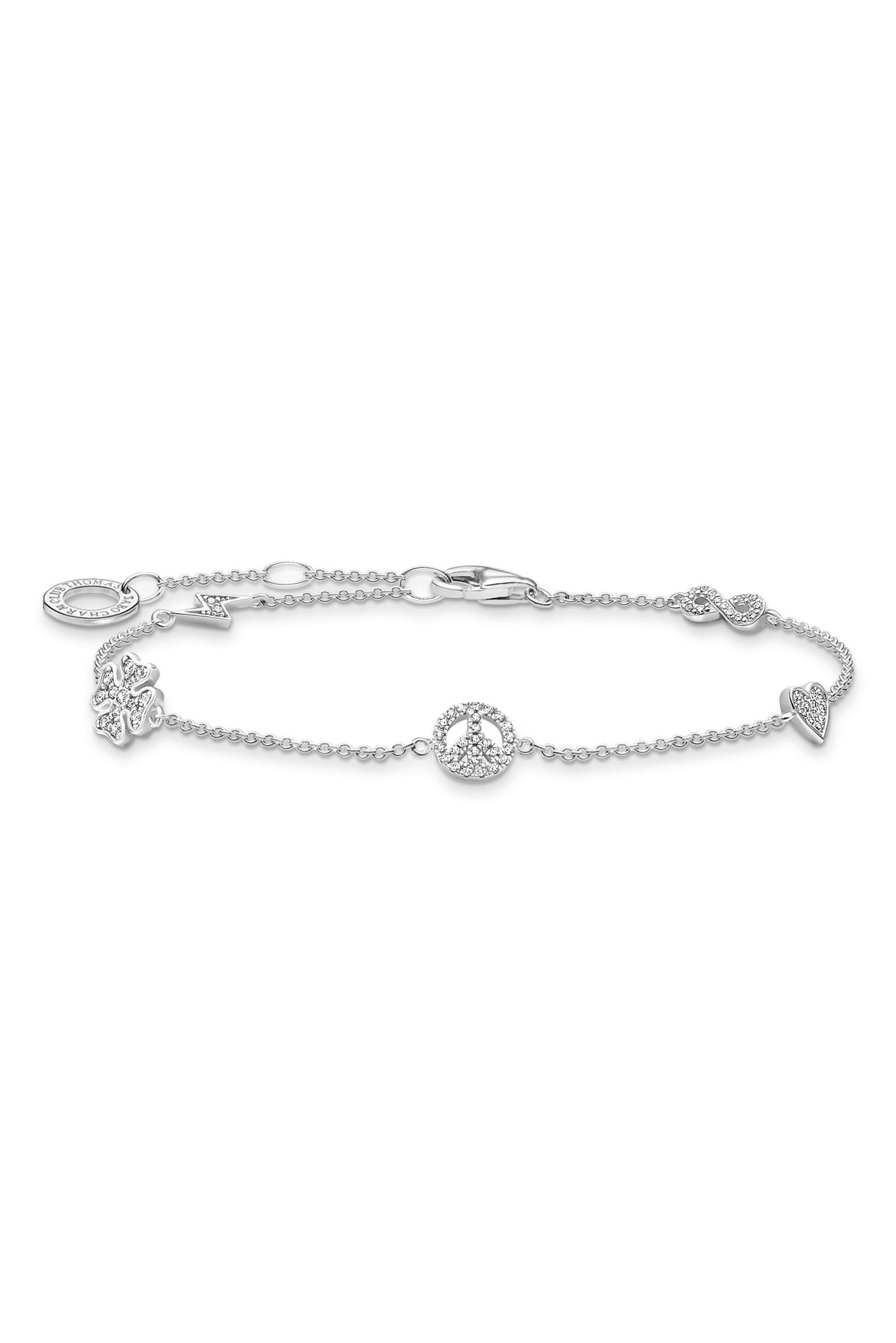 Thomas Sabo Onnen symbolit hopeinen rannekoru Säädettävä:16/19cm