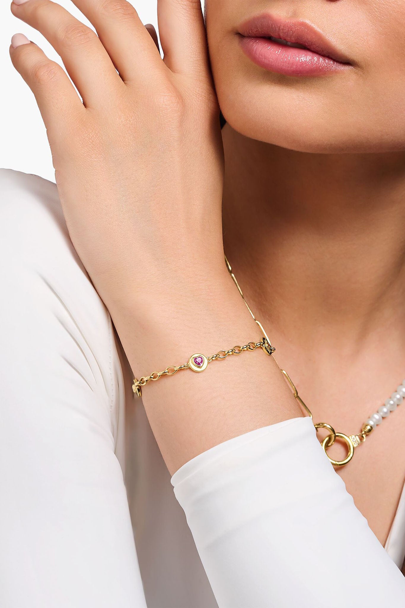 Thomas Sabo Various stones hopeinen kullattu rannekoru