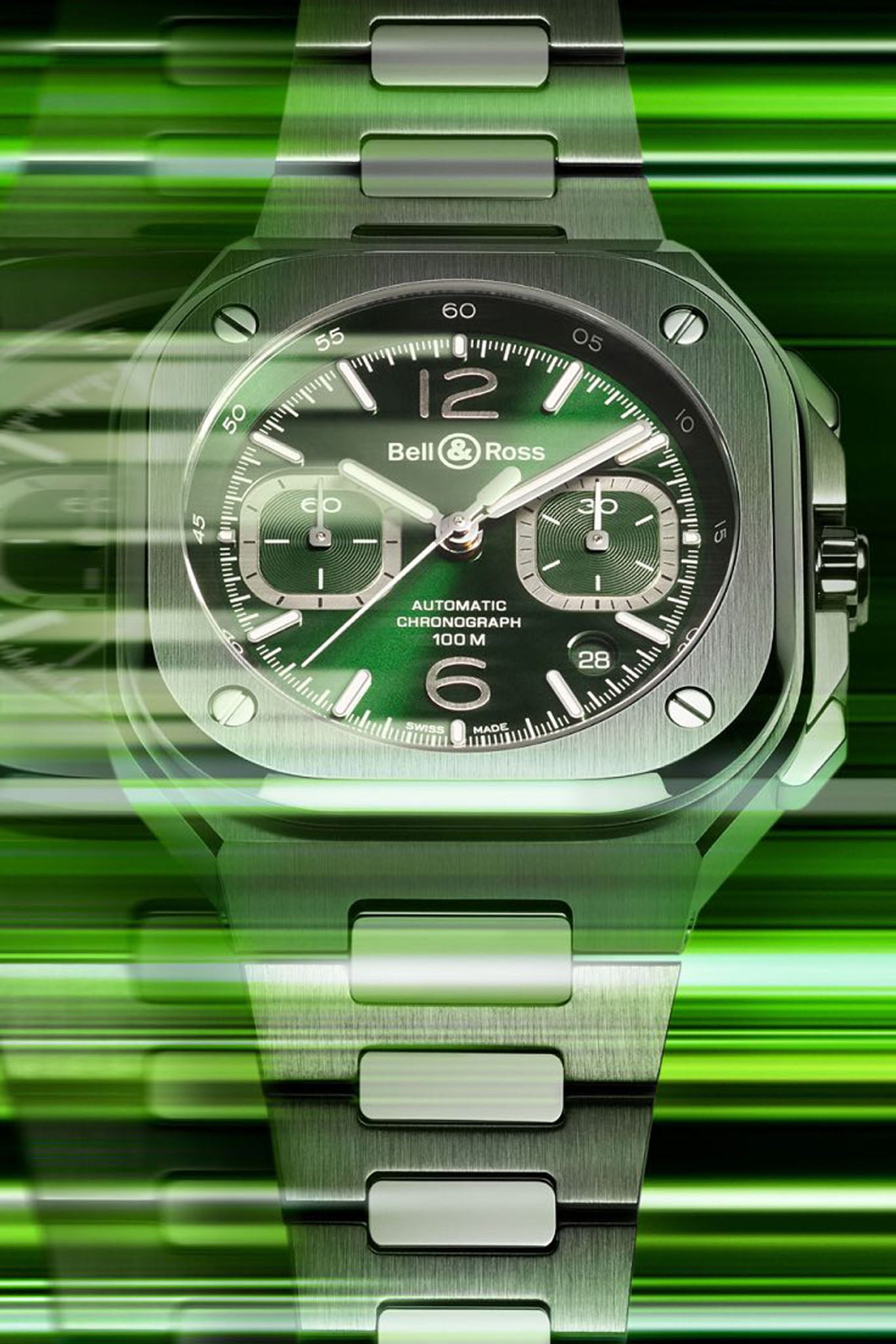 Bell & Ross BR 05 Chrono Green Steel rannekello