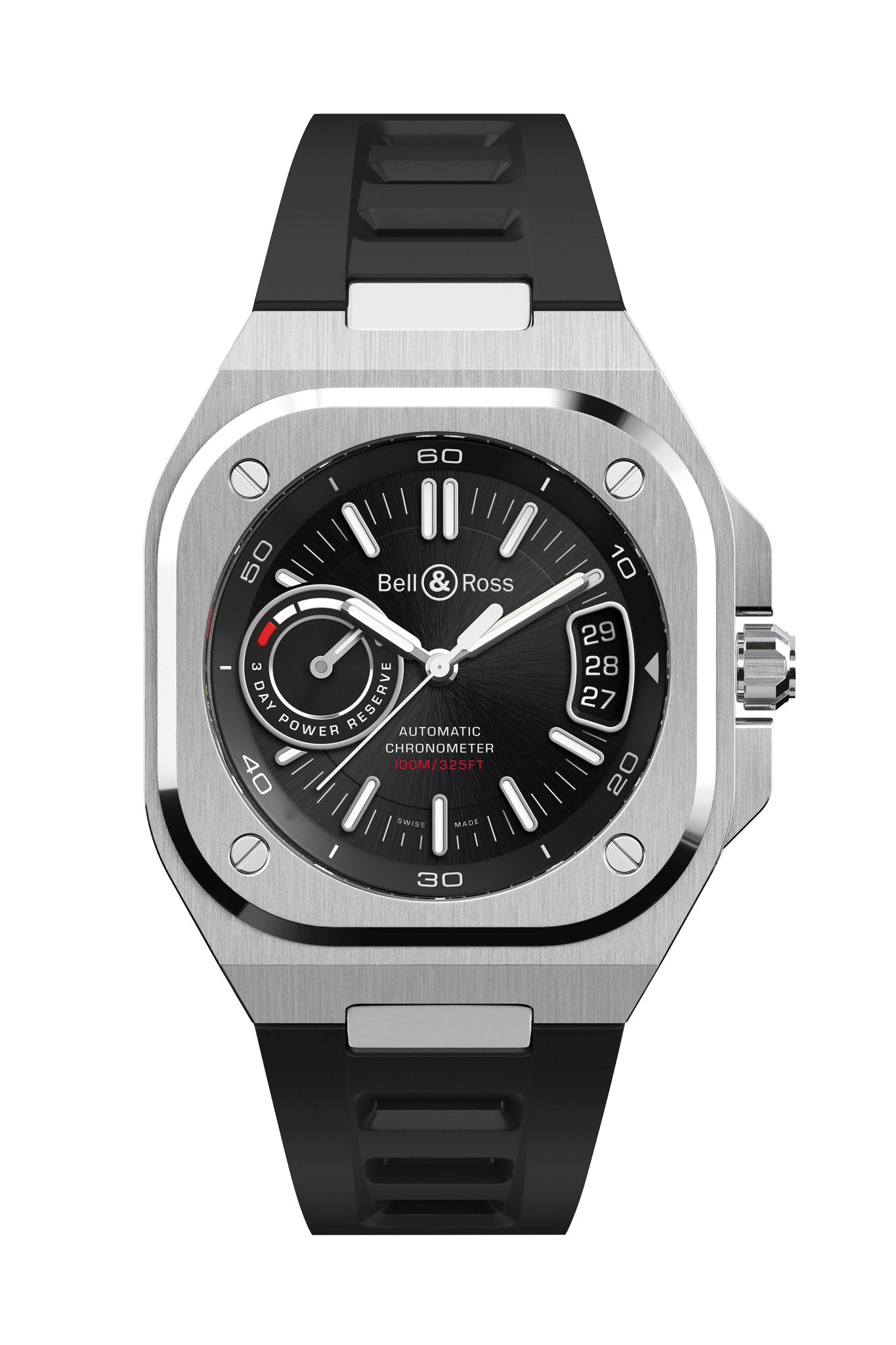 Bell & Ross BR-X5 Black rubber rannekello Default Title