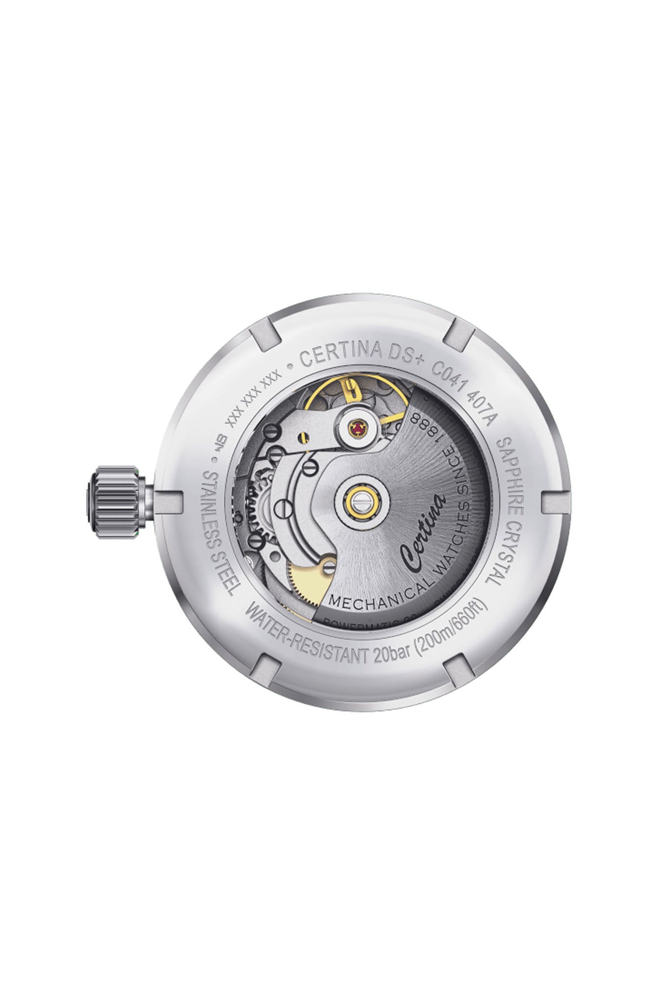 Certina DS+ Watchhead, Steel, hopeinen kellotaulu Default Title
