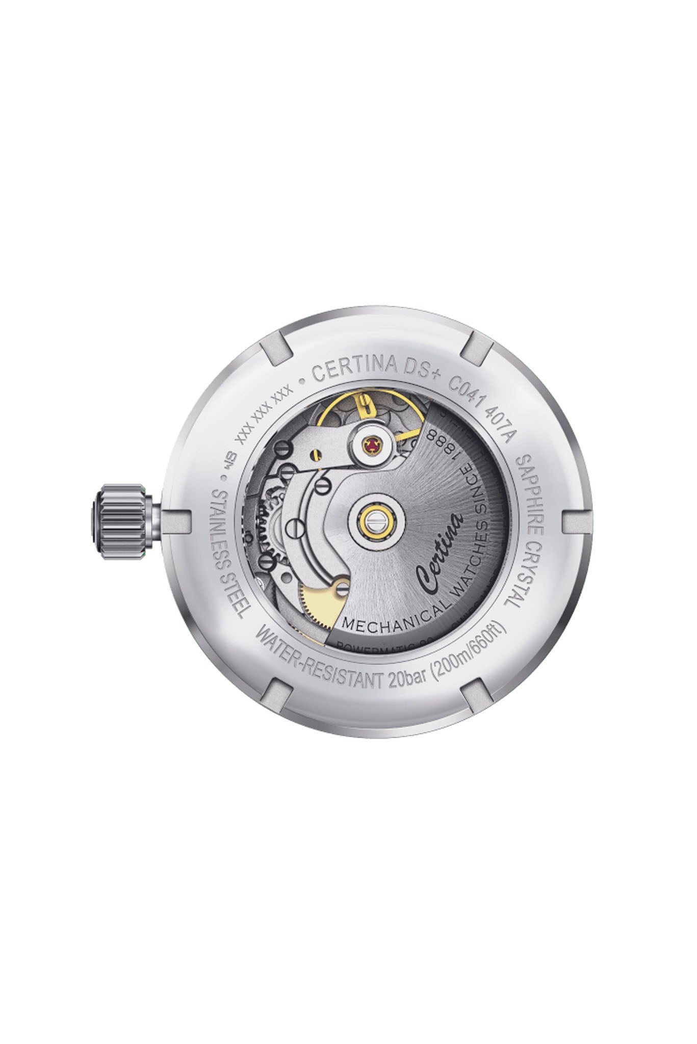 Certina DS+ Watchhead, Steel, musta kellotaulu Default Title