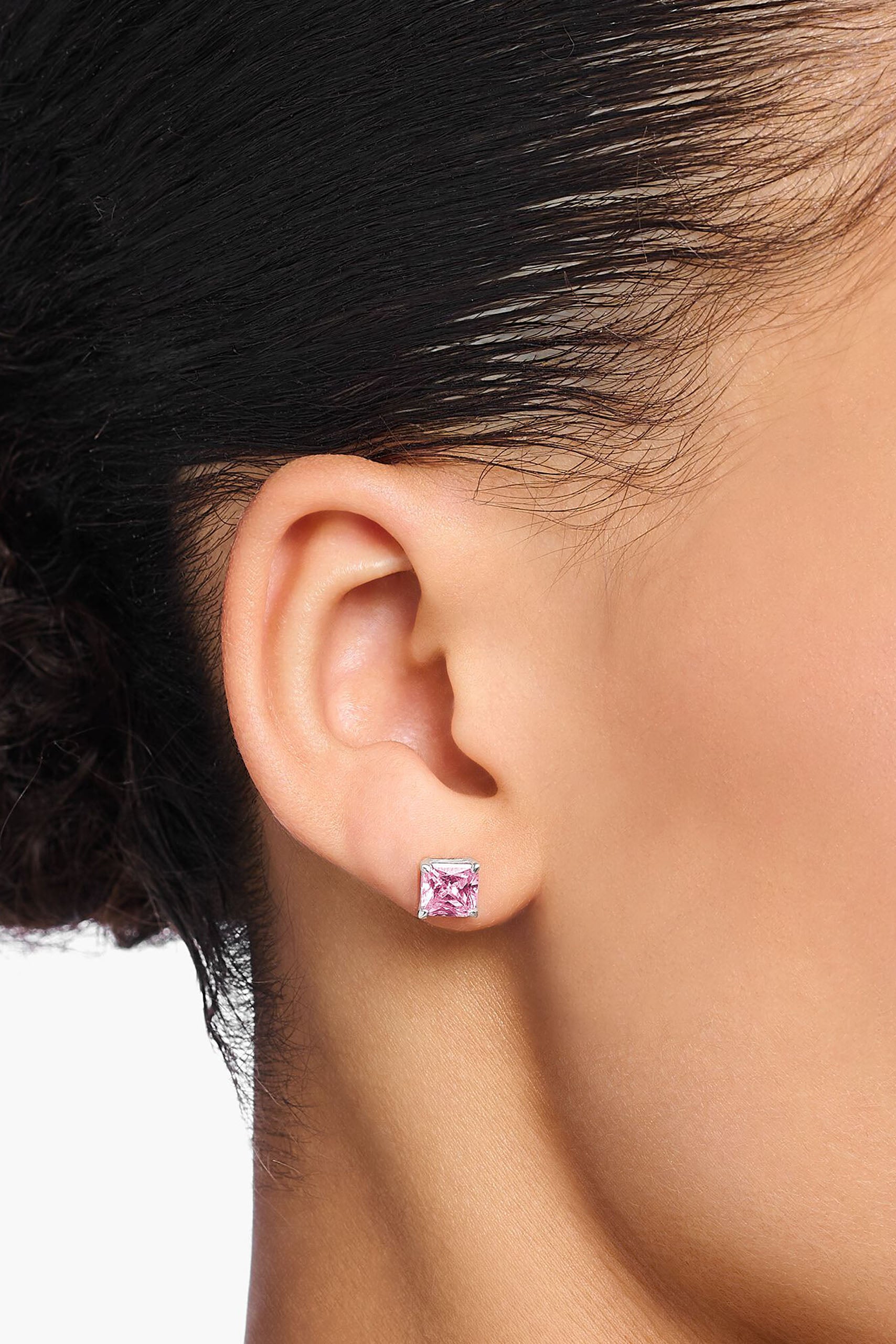 Thomas Sabo Pink stone hopeiset korvakorut Default Title