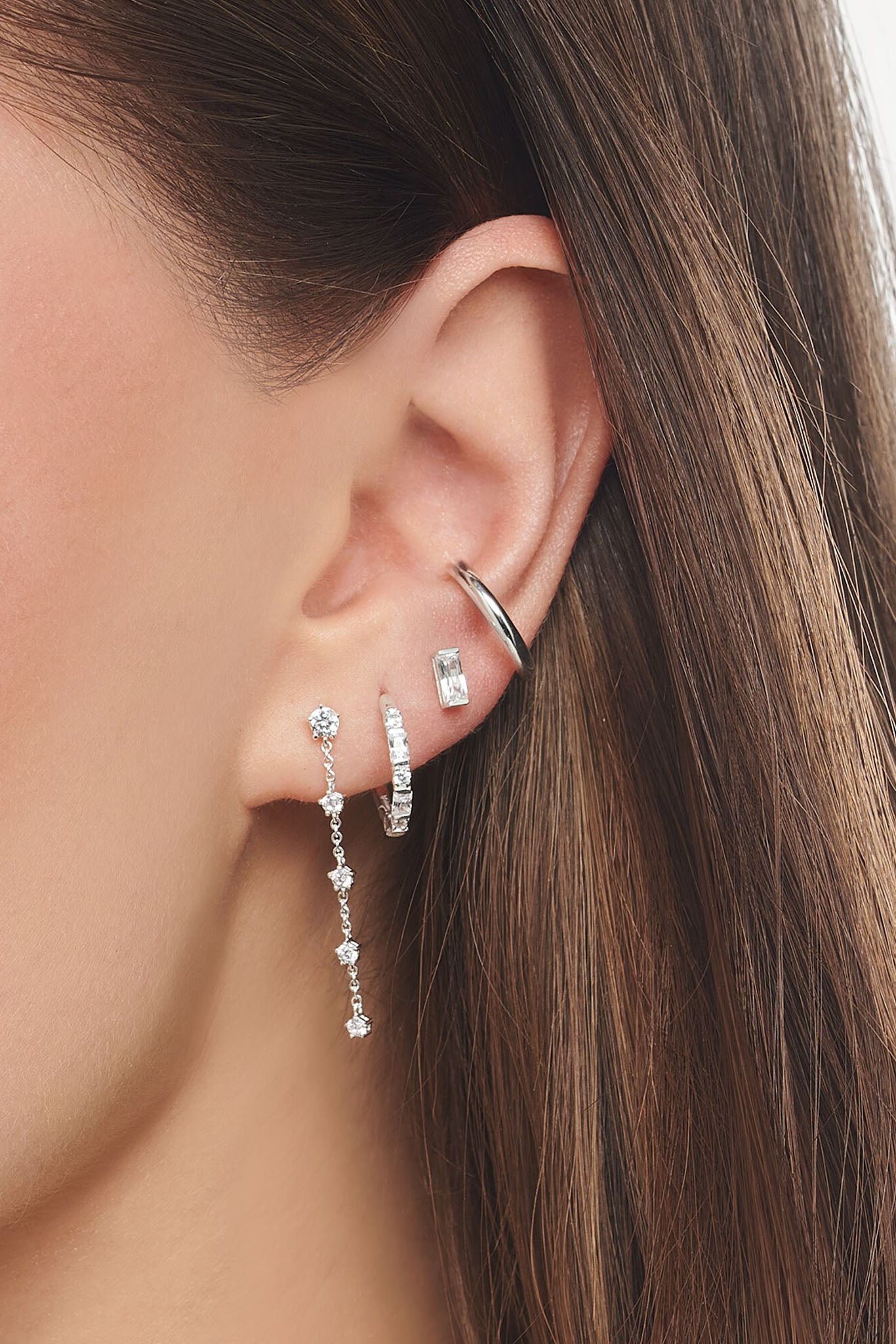 Thomas Sabo Zirkonia Baguette hopeinen korvakoru (1kpl) Default Title