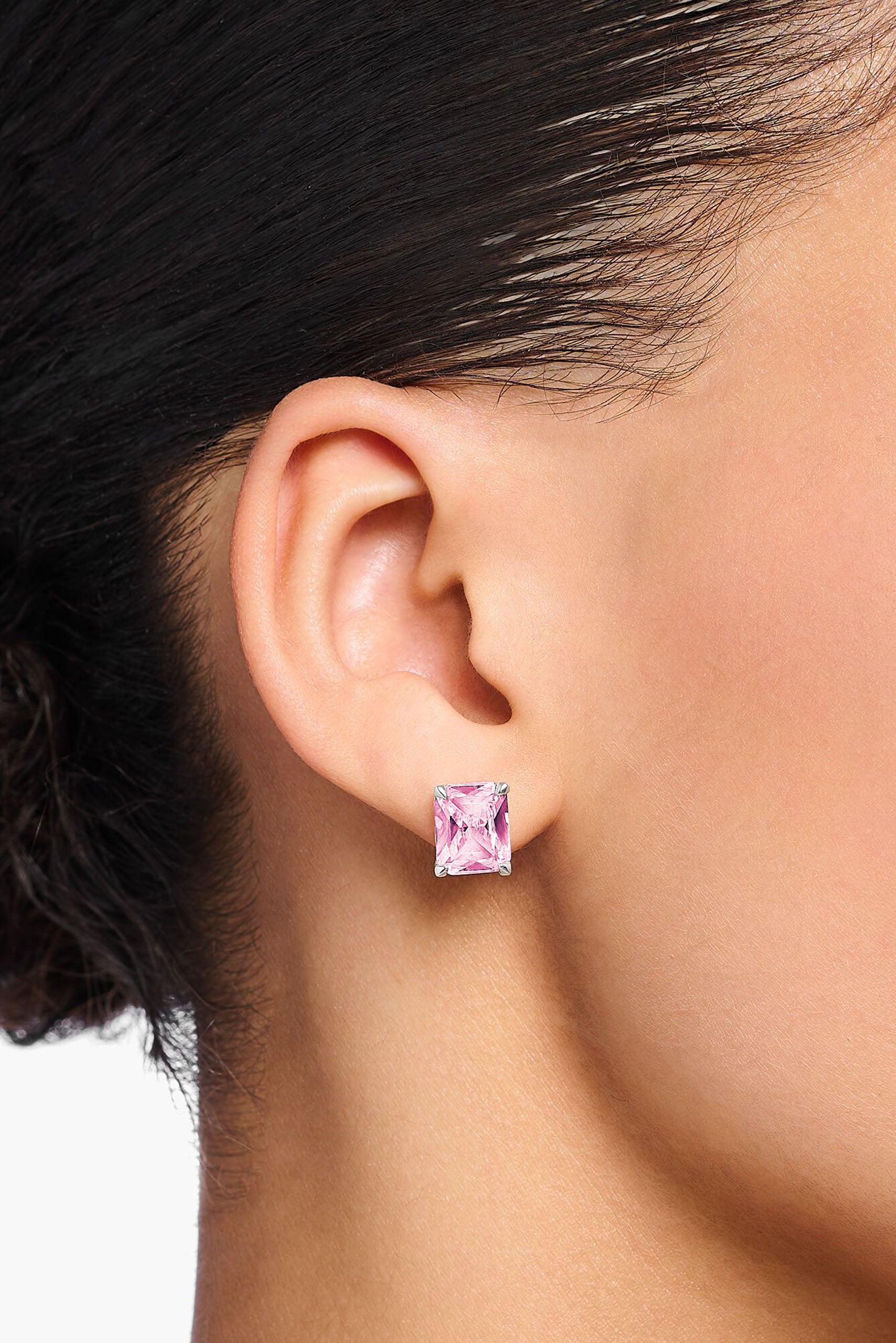 Thomas Sabo Pink stone hopeiset korvakorut Default Title