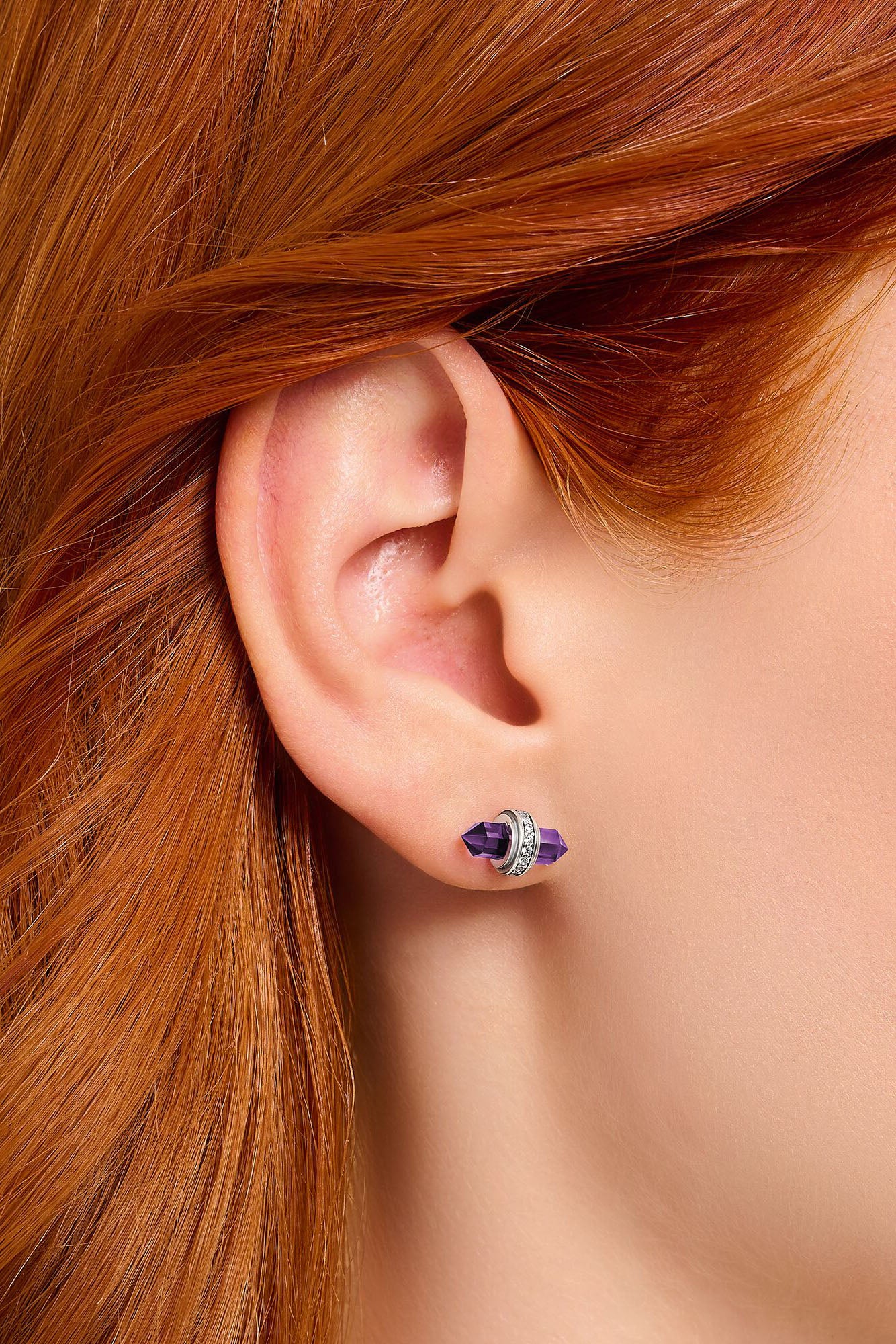 Thomas Sabo Hexagonal liila hopeiset korvakorut