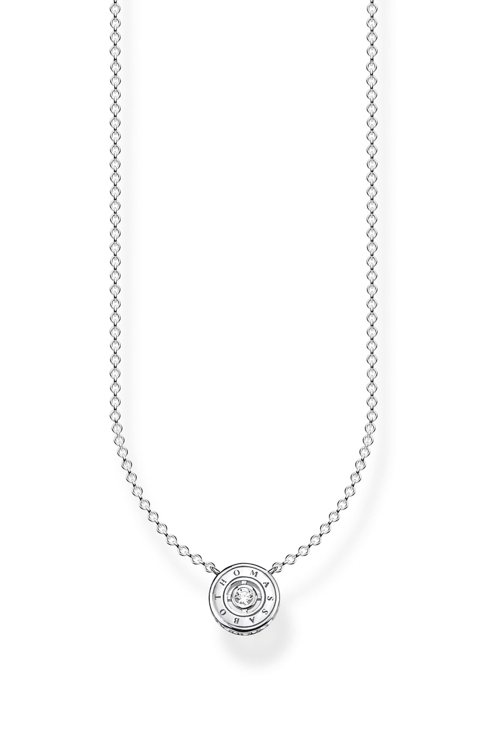 Thomas Sabo Circle White Stone hopeinen kaulakoru Säädettävä:40/45cm