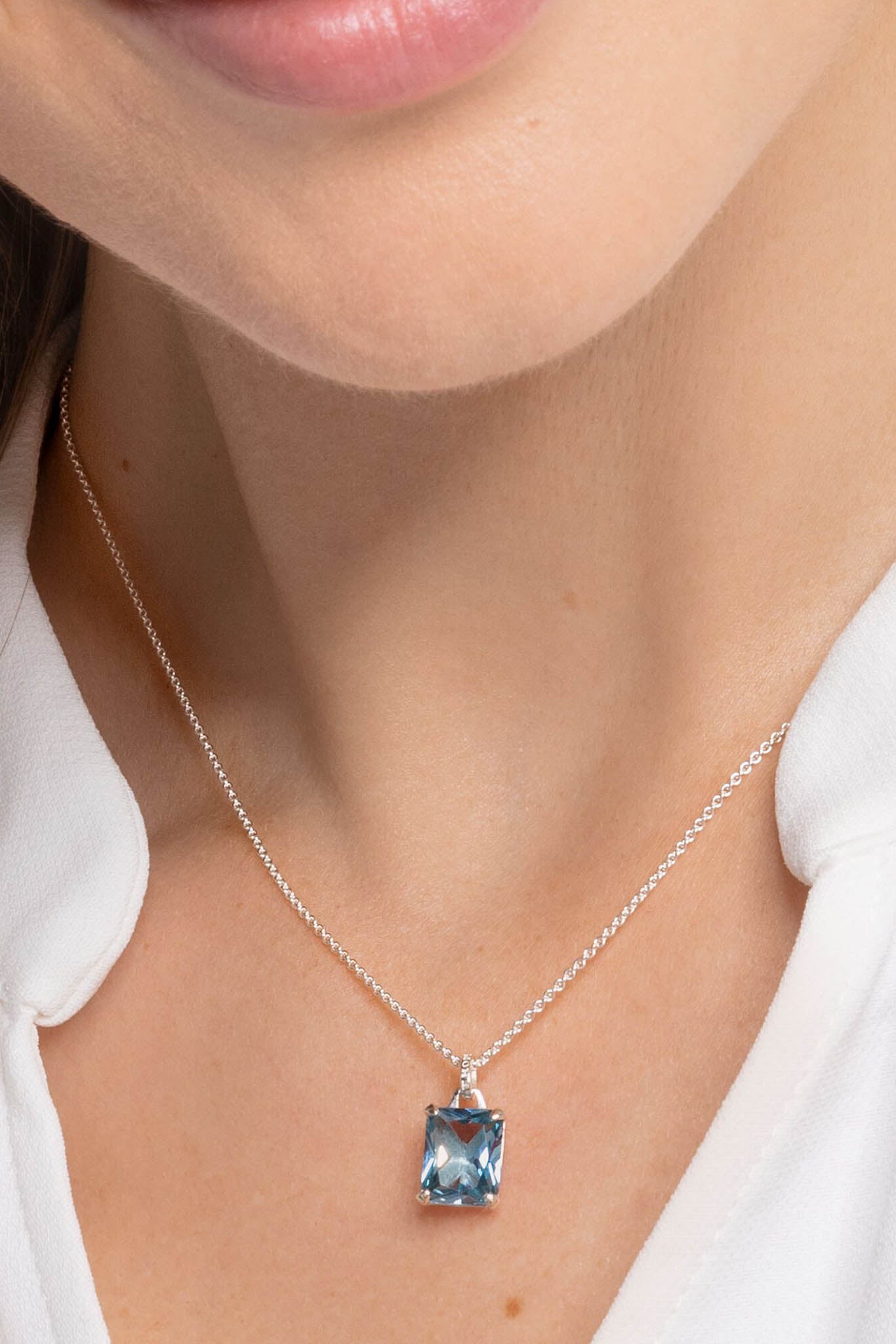 Thomas Sabo Blue Stone hopeinen kaulakoru Säädettävä:40/45cm